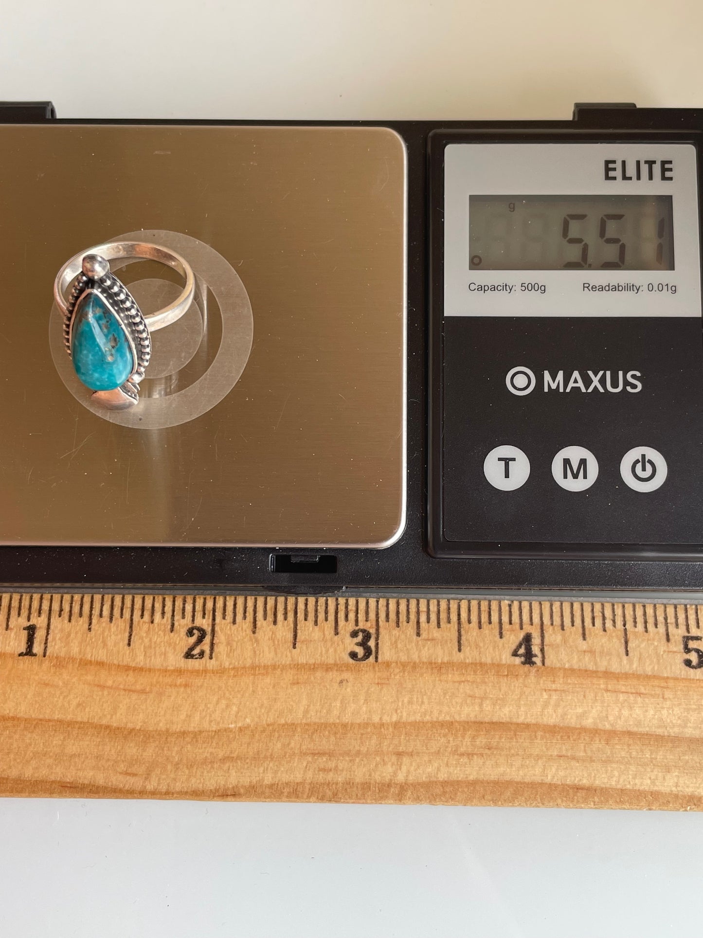 Kingman Turquoise Tear Drop Ring Size 7 | 925 Sterling SilverG 515
