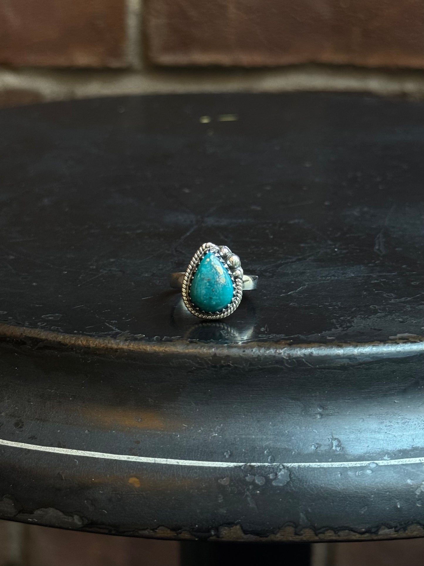 Turquoise Teardrop Ring | Sterling Silver | Size 7.5 | C137