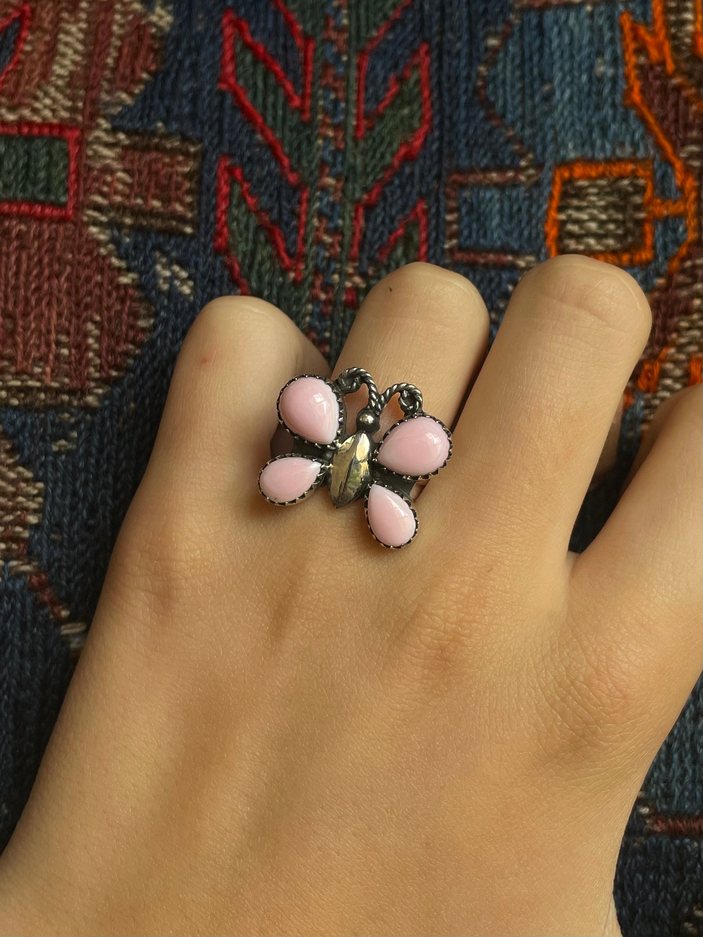 Pink Conch Butterfly Ring Size 8 | 925 Sterling Silver E988