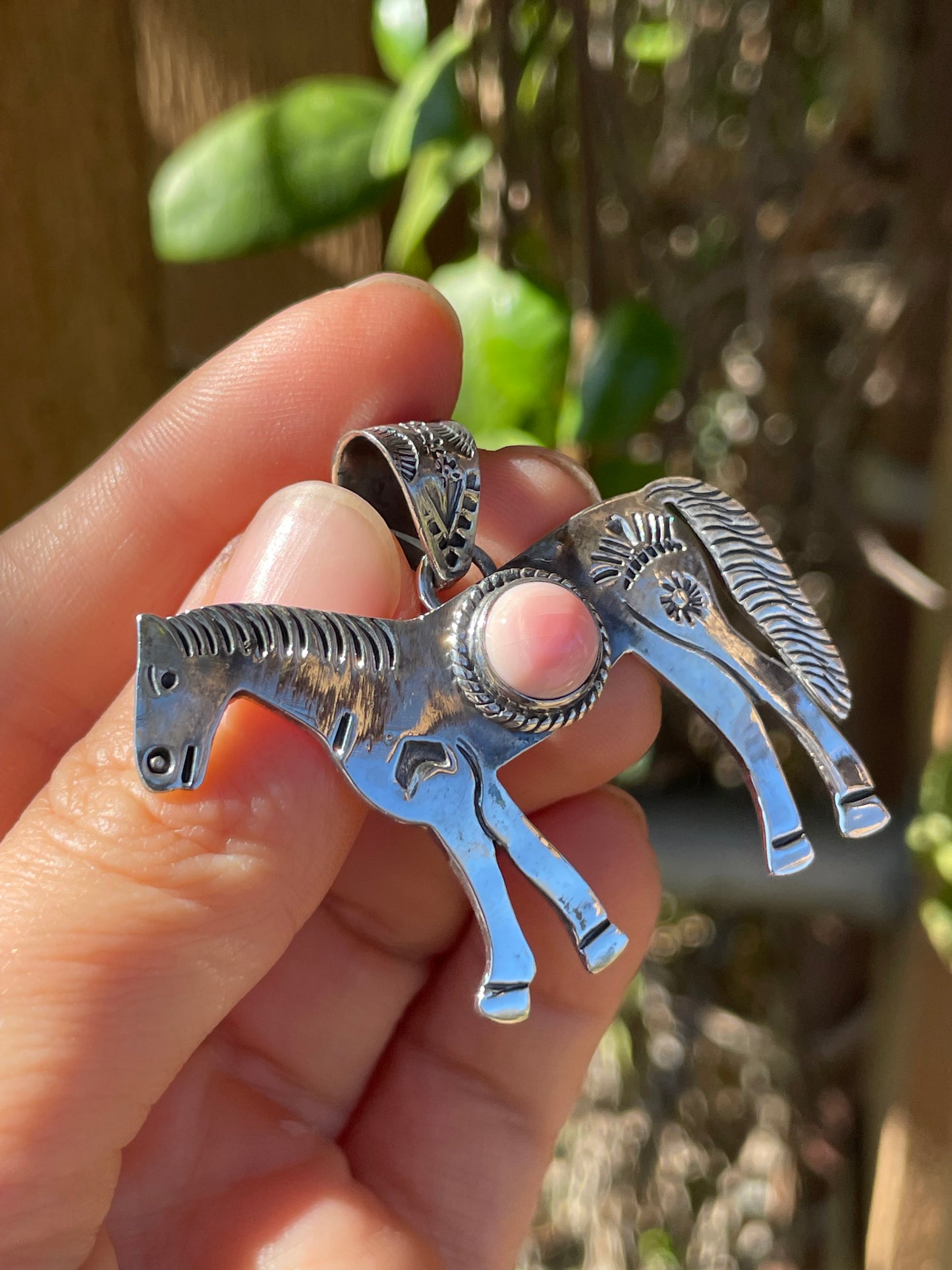 Pink Horse Conch Pendant | 925 Sterling Silver B913