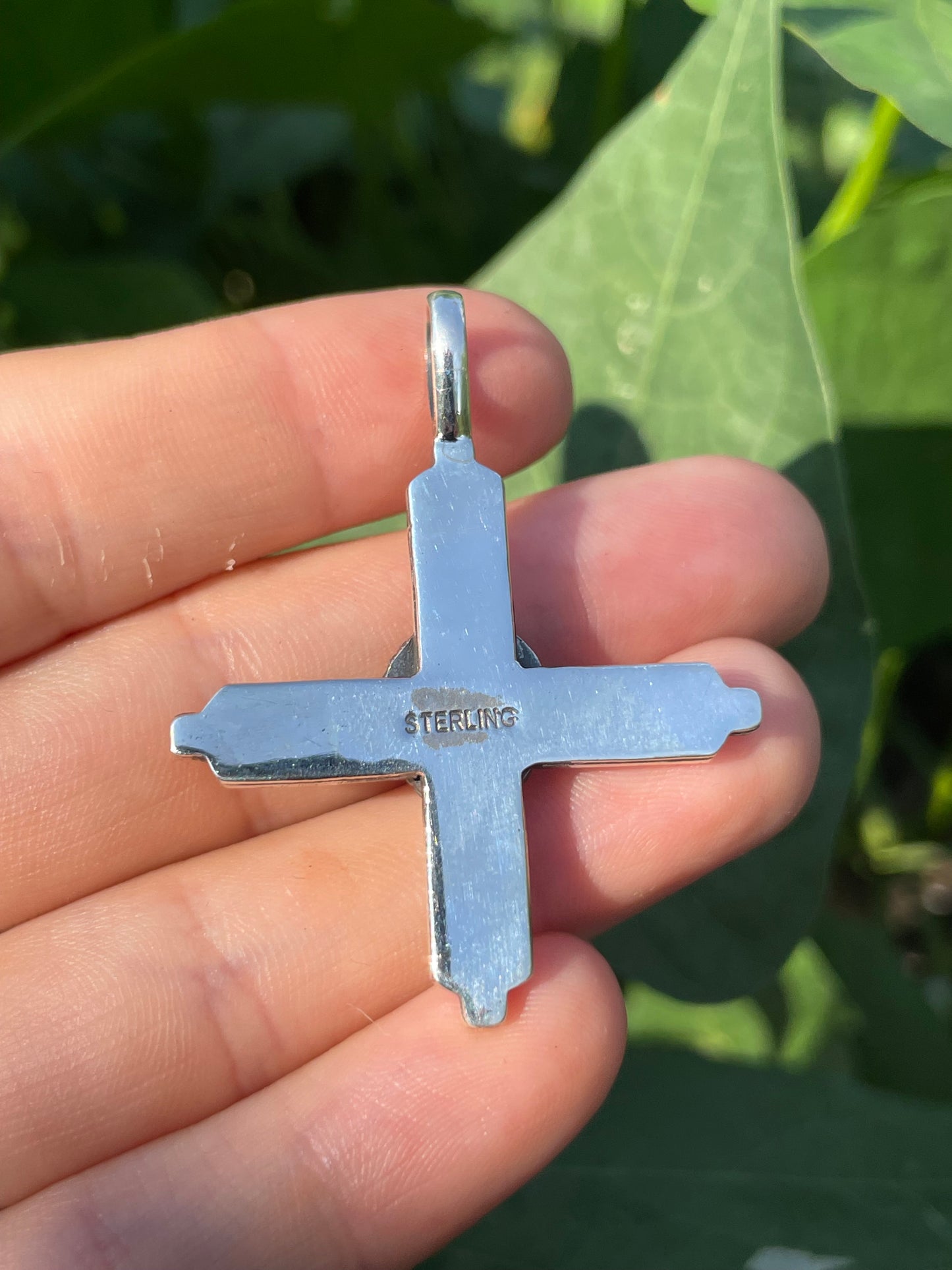 Pink Conch Cross Pendant | 925 Sterling Silver Y8