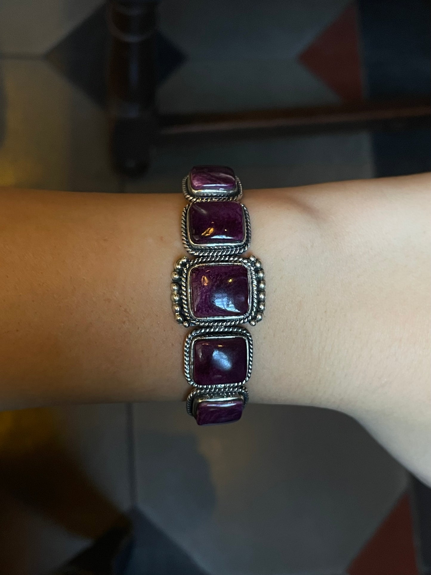 Purple Spiny Oyster Cuff Bracelet | Sterling Silver 925 C745