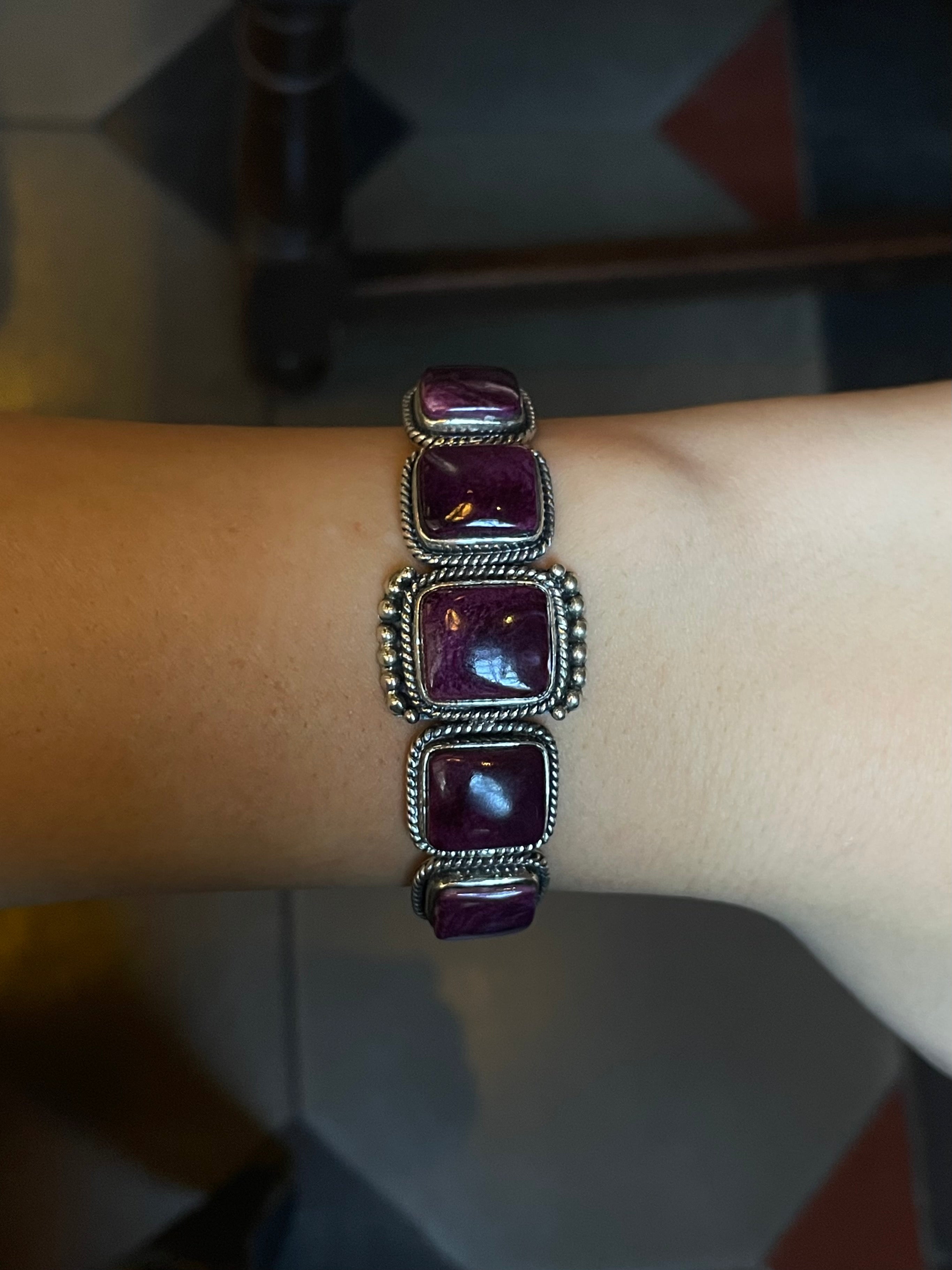Purple Spiny Oyster Cuff Bracelet | Sterling Silver 925 C745