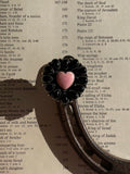 Pink Conch & Black Onyx Heart Ring Size 9 | 925 Sterling Silver G757