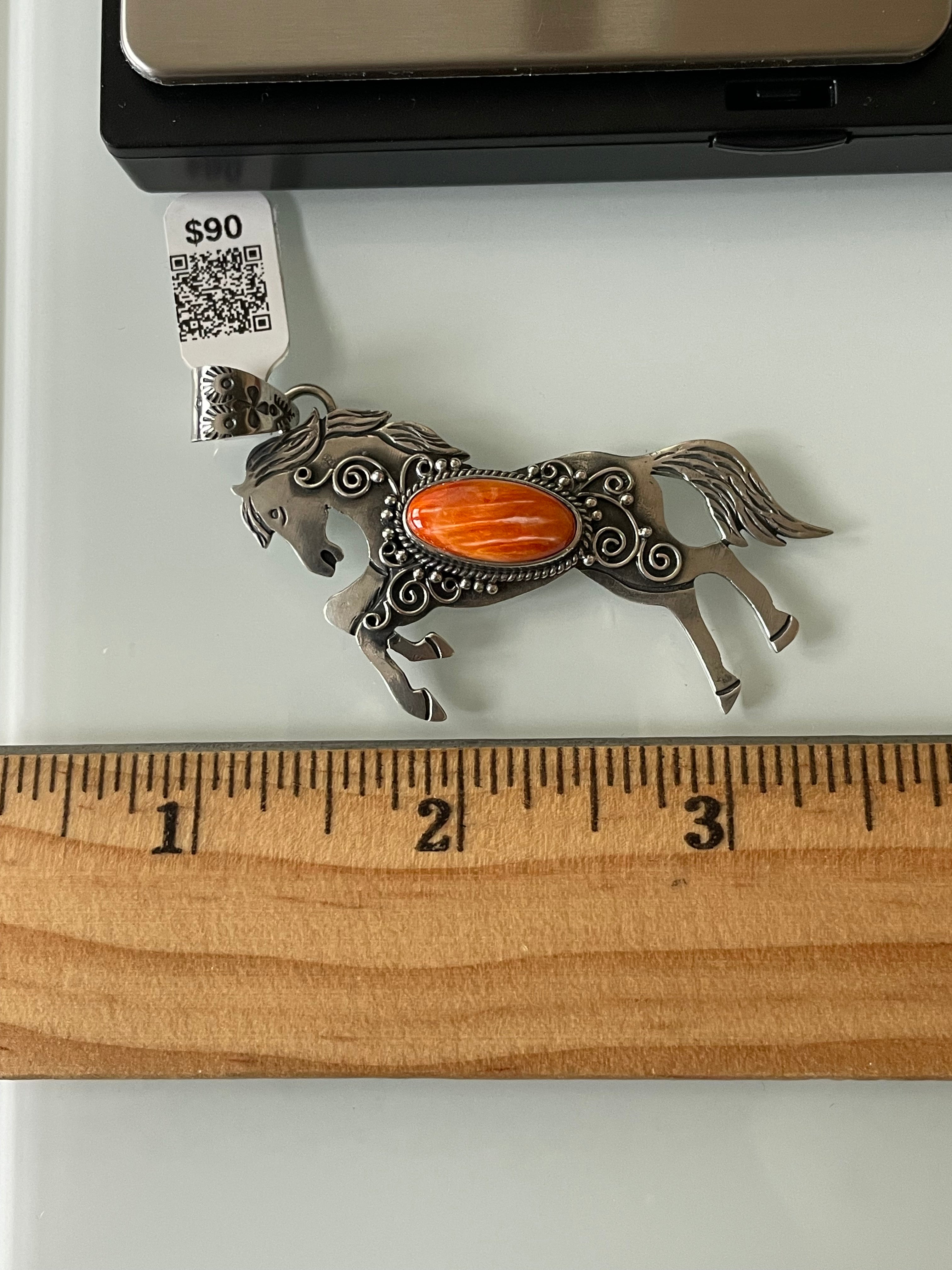 Spiny Oyster Horse Pendant | Sterling Silver | A587
