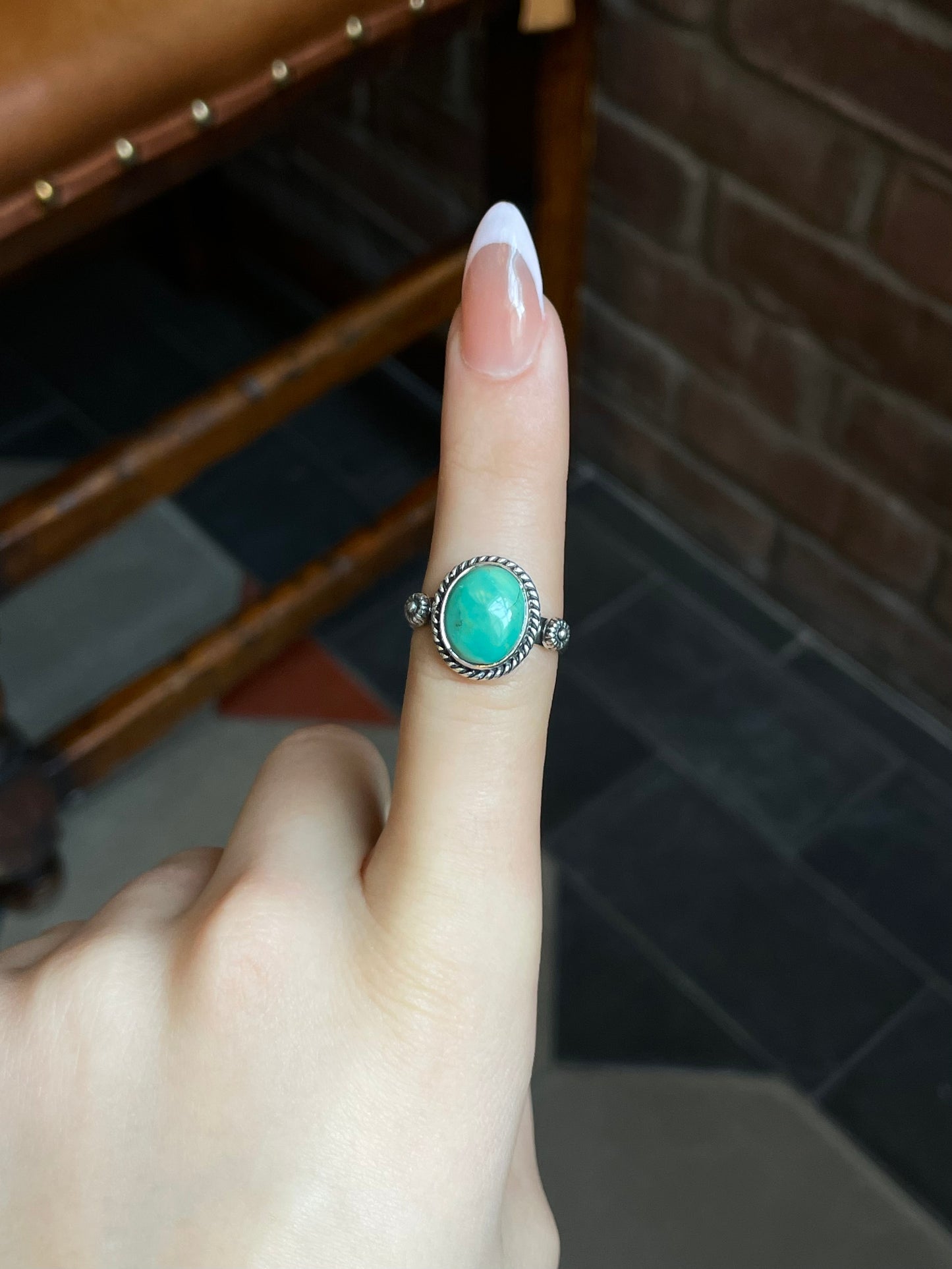 Kingman Turquoise Ring Size 8 | 925 Sterling Silver E728