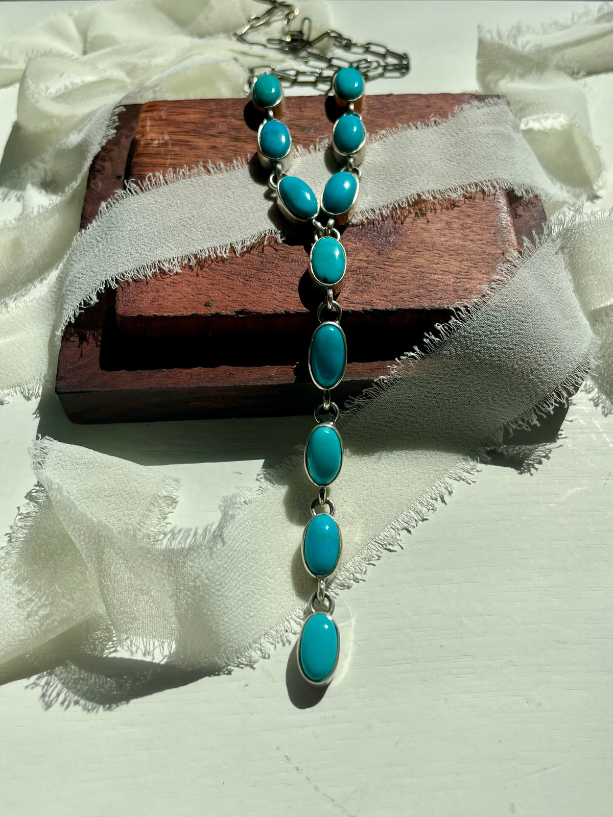 Kingman Turquoise Drop Lariat Necklace | 925 Sterling Silver G597