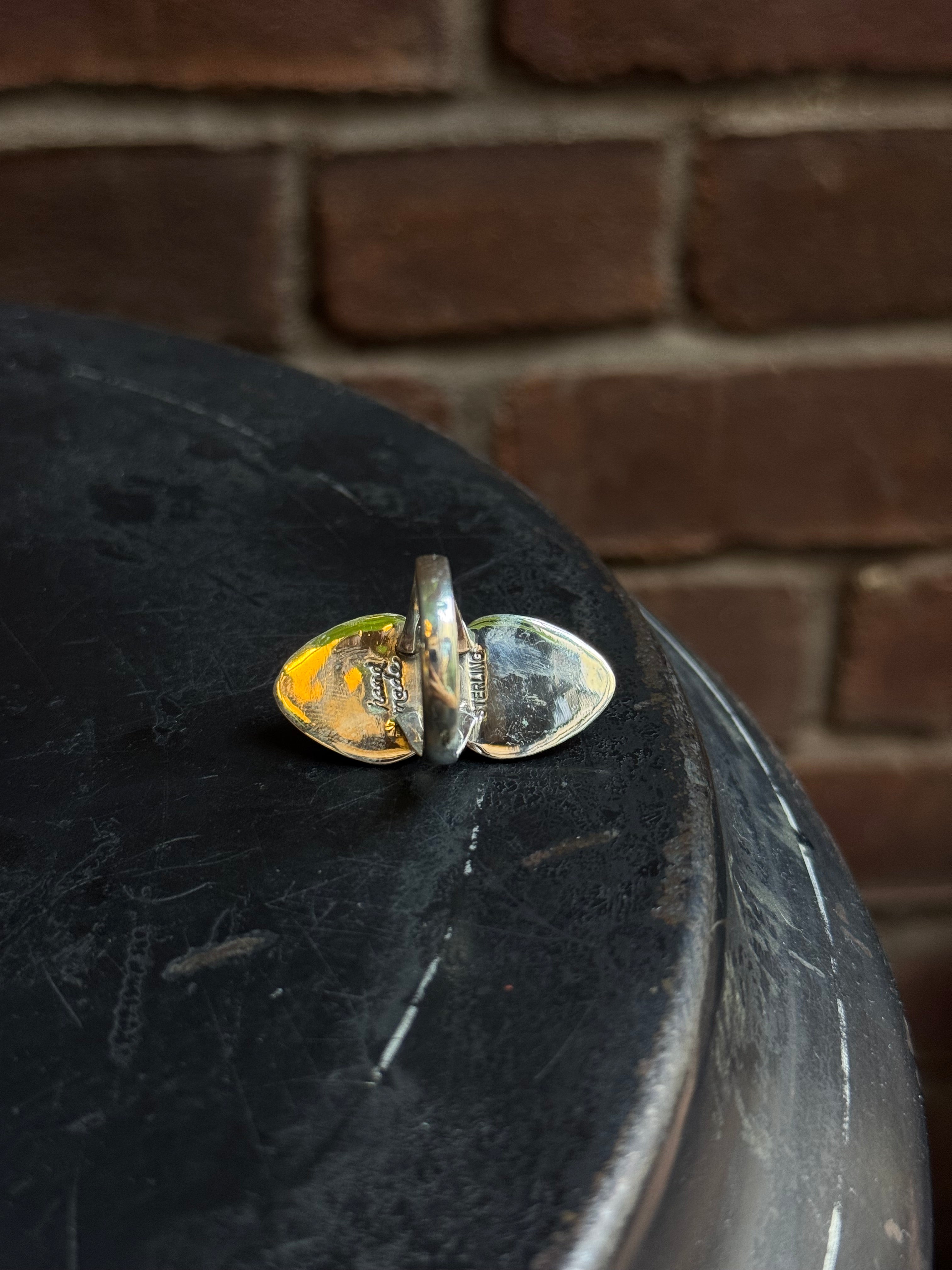 Turquoise Double Stone Ring | 925 Sterling Silver | Size 8.5 C327