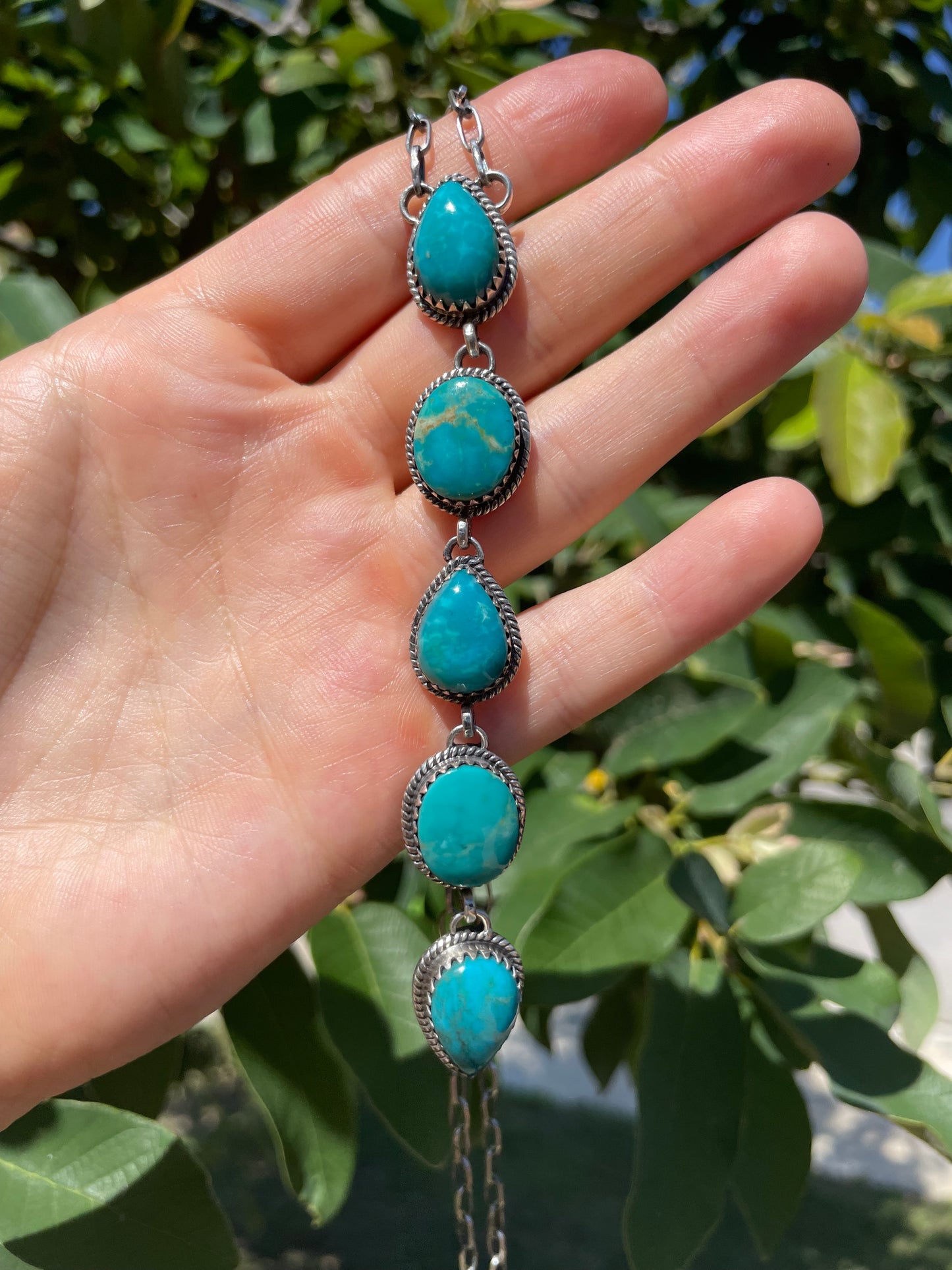 Kingman Turquoise Drop Necklace | Sterling Silver D130