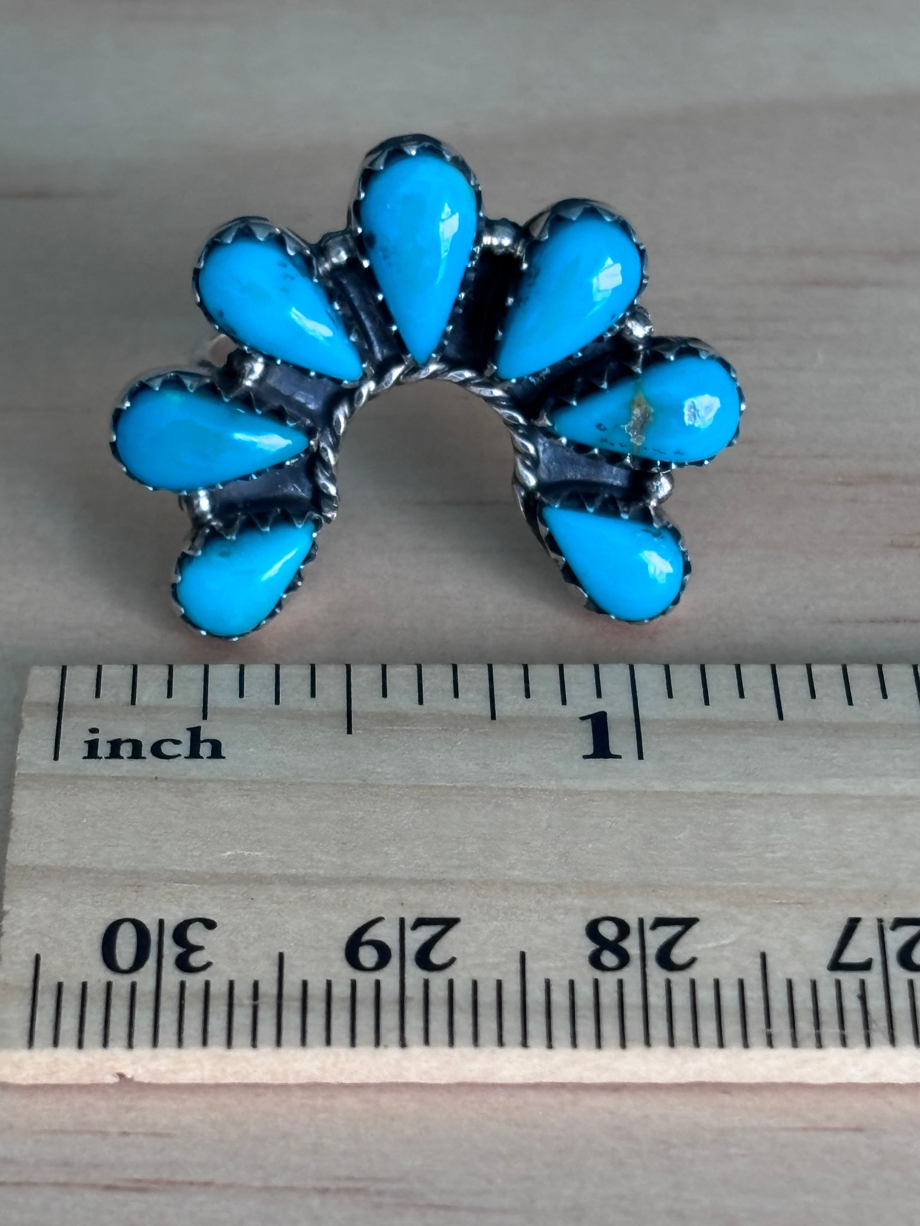 Kingman Turquoise Naja Ring Size 10 | 925 Sterling Silver