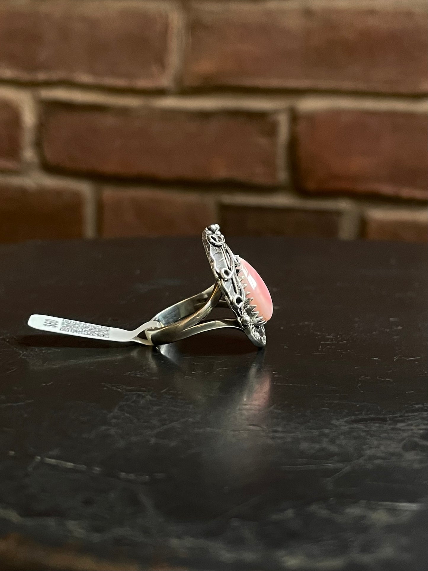 Pink Conch Leaf Ring | Sterling Silver | Size 7.5 | A030