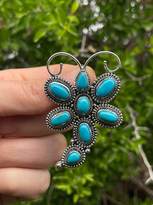 Kingman Turquoise Dragonfly Pendant | 925 Sterling Silver B628