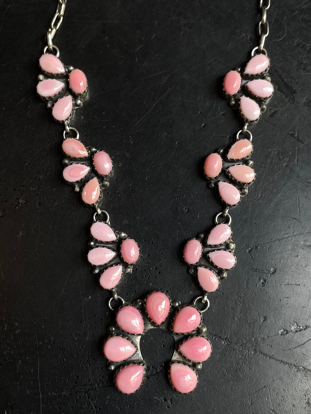 Pink Conch Naja Necklace | Blossom Cluster | 925 Silver E556