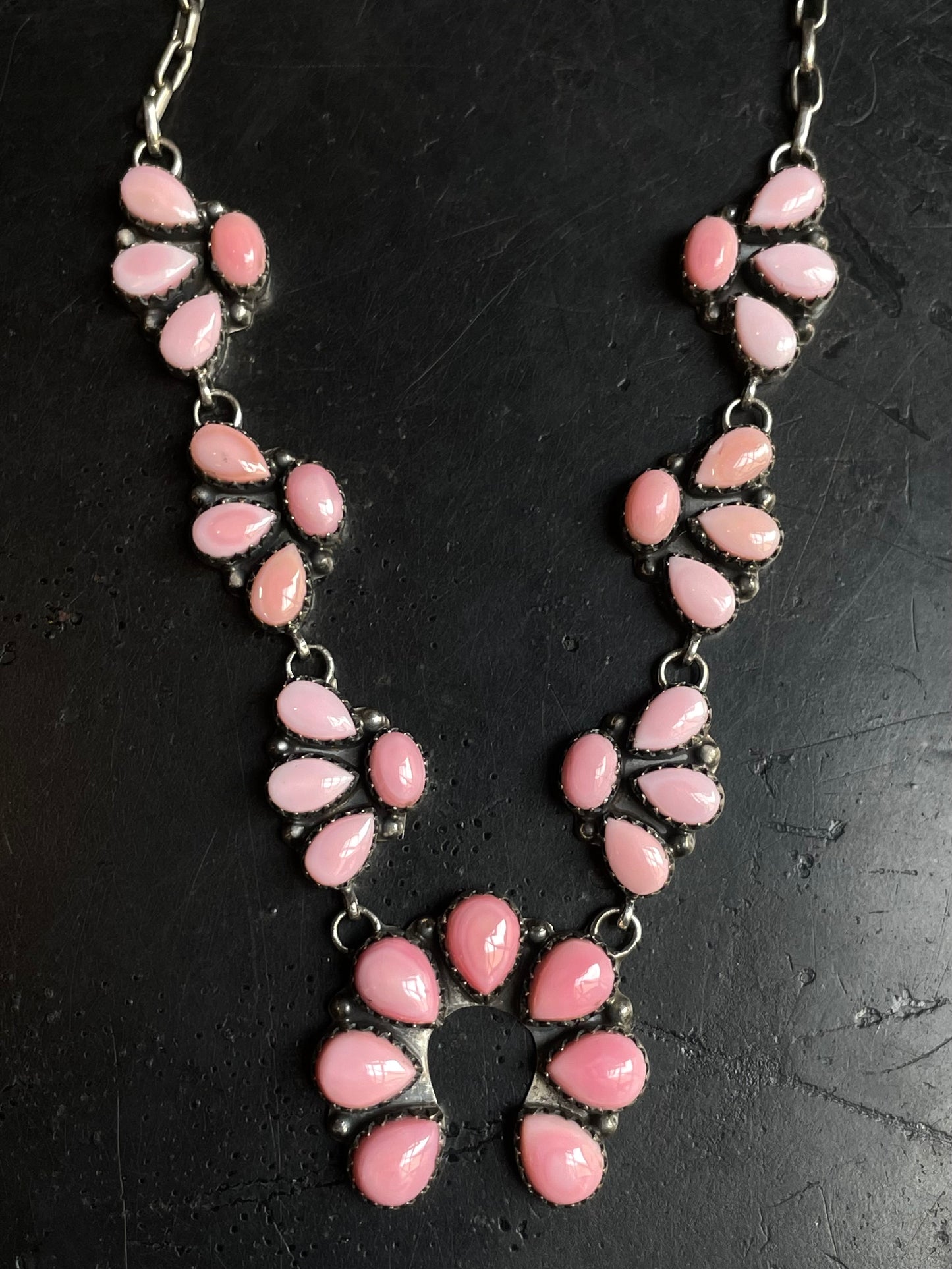 Pink Conch Naja Necklace | Blossom Cluster | 925 Silver E556