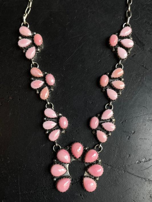 Pink Conch Naja Necklace | Blossom Cluster | 925 Silver E556