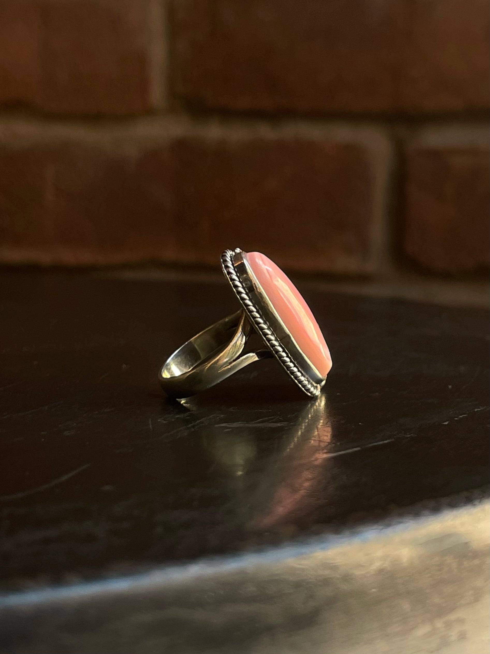 Pink Conch Floral Ring Size 6 | 925 Sterling Silver G528