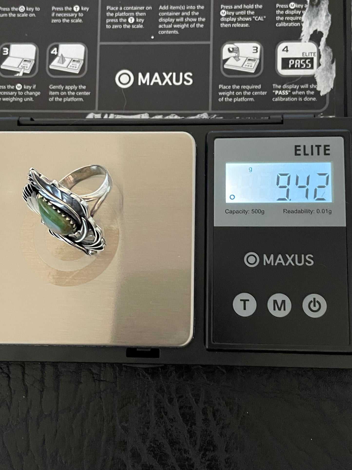 Kingman Turquoise Feather Ring Size 7 | 925 Sterling Silver Southwest E196
