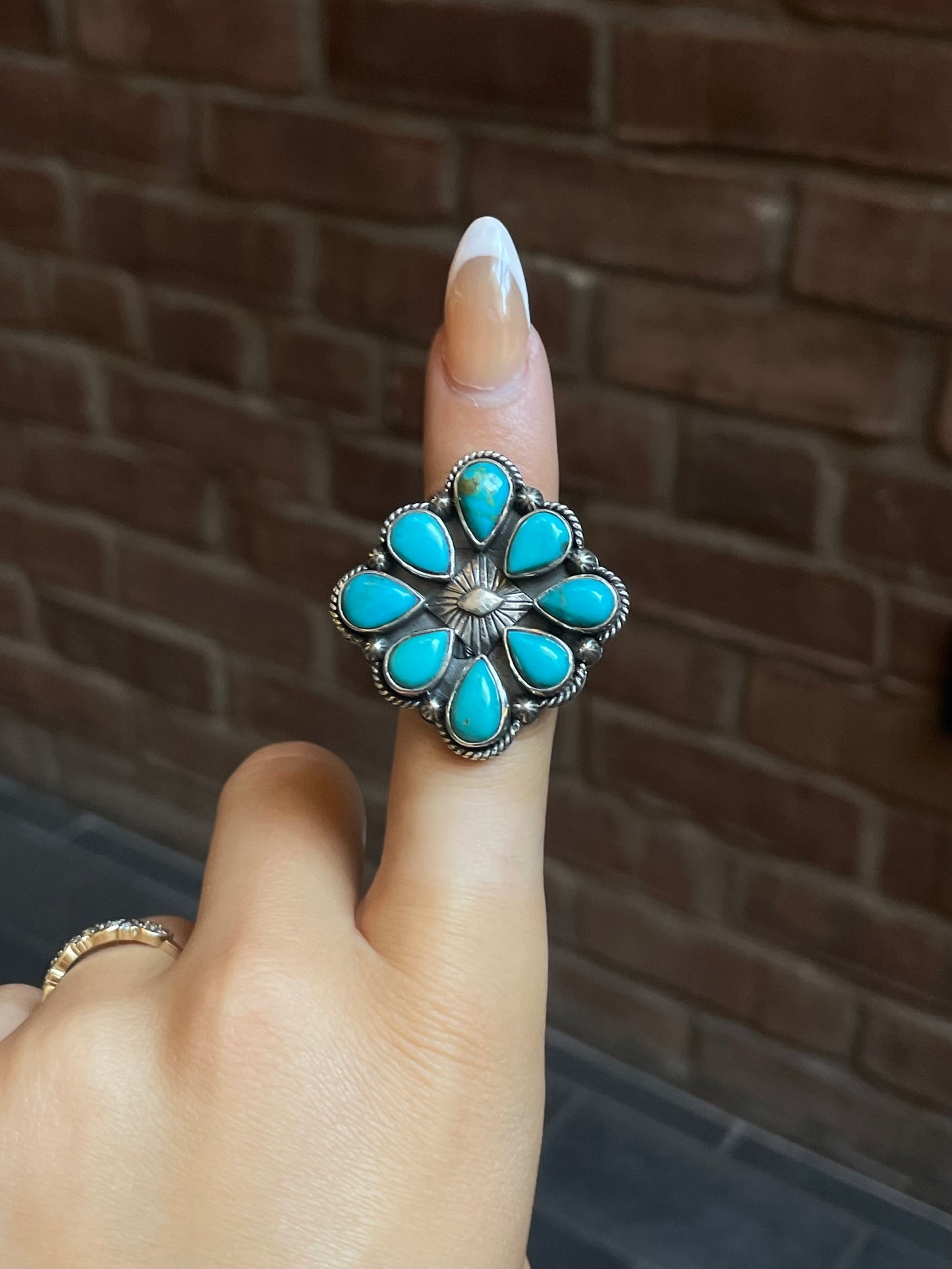 Turquoise Statement Ring Size 7 | Sterling Silver E892