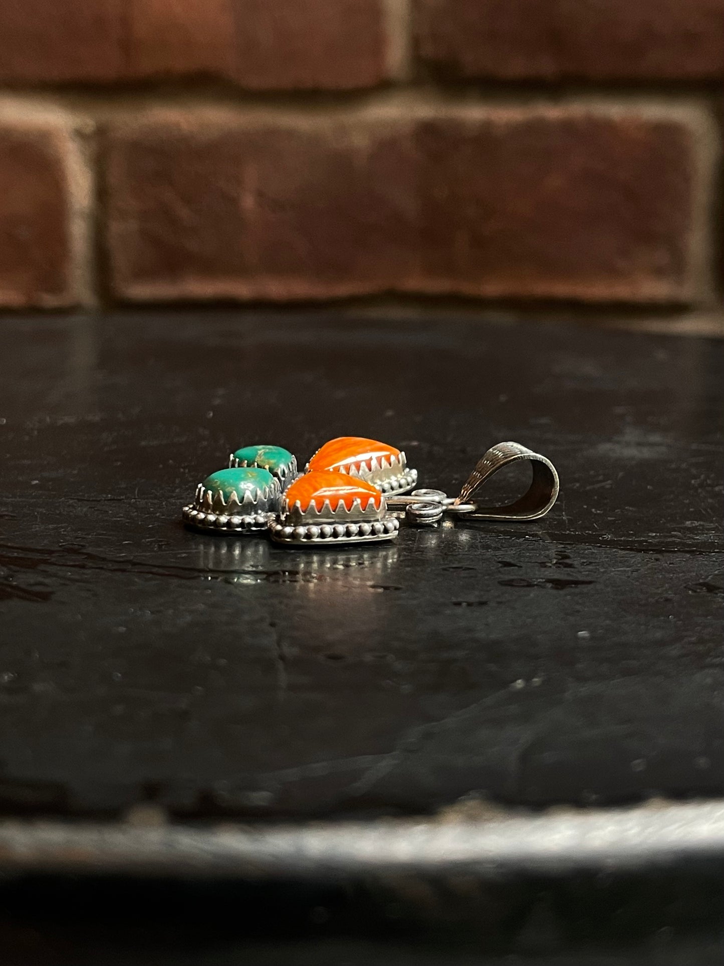 Spiny Oyster & Turquoise Butterfly Pendant | 925 Sterling Silver G240