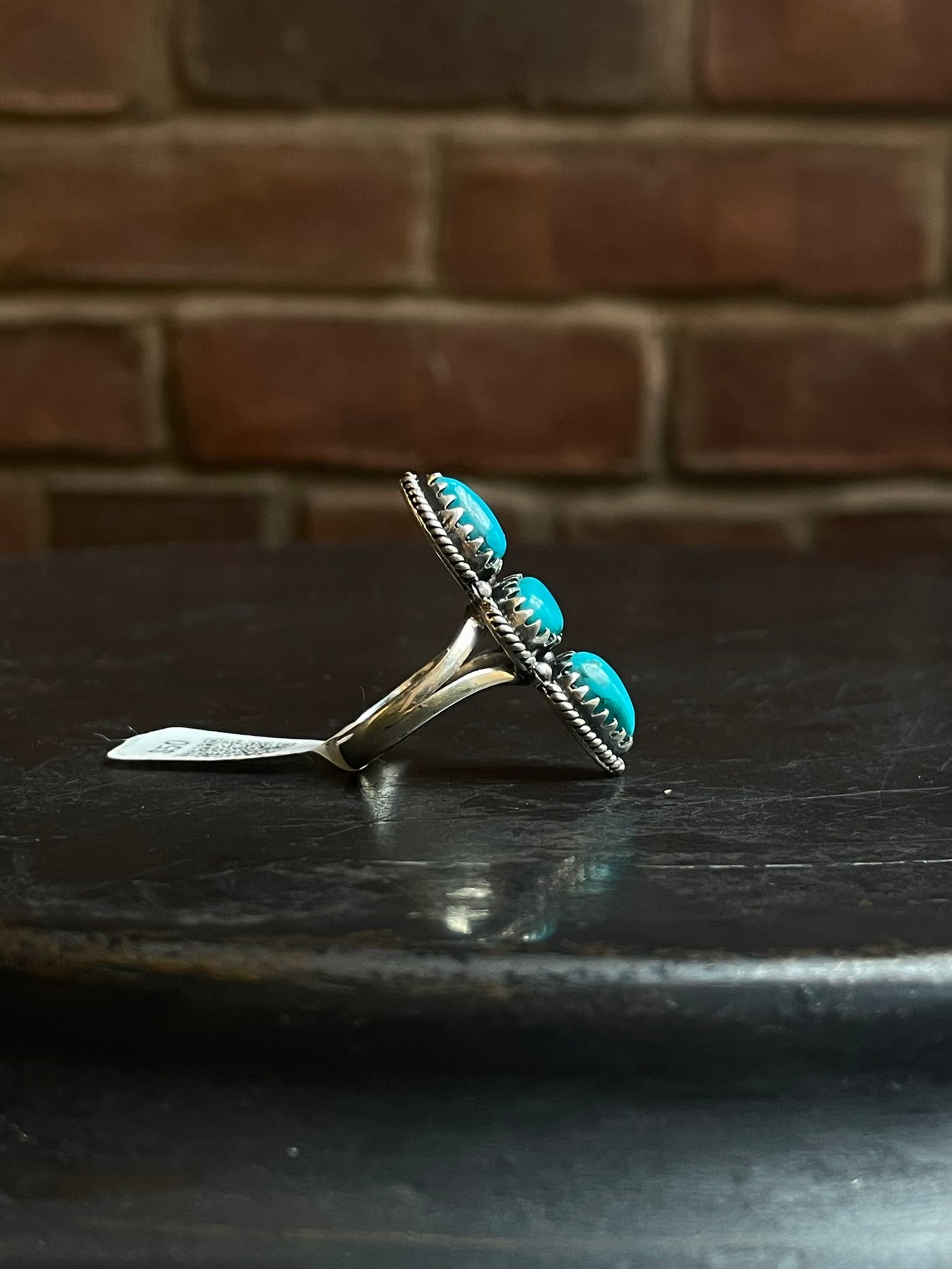 Kingman Turquoise 3 Stone Ring | Sterling Silver | Size 7 | A416