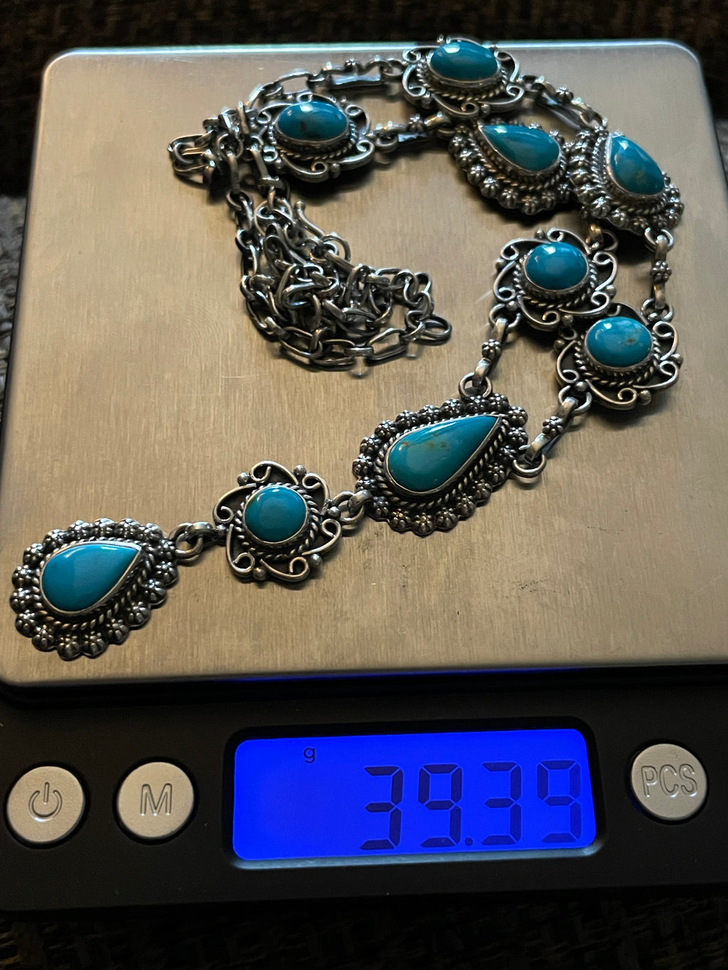 Kingman Turquoise Lariat Necklace | Sterling Silver 925 B874