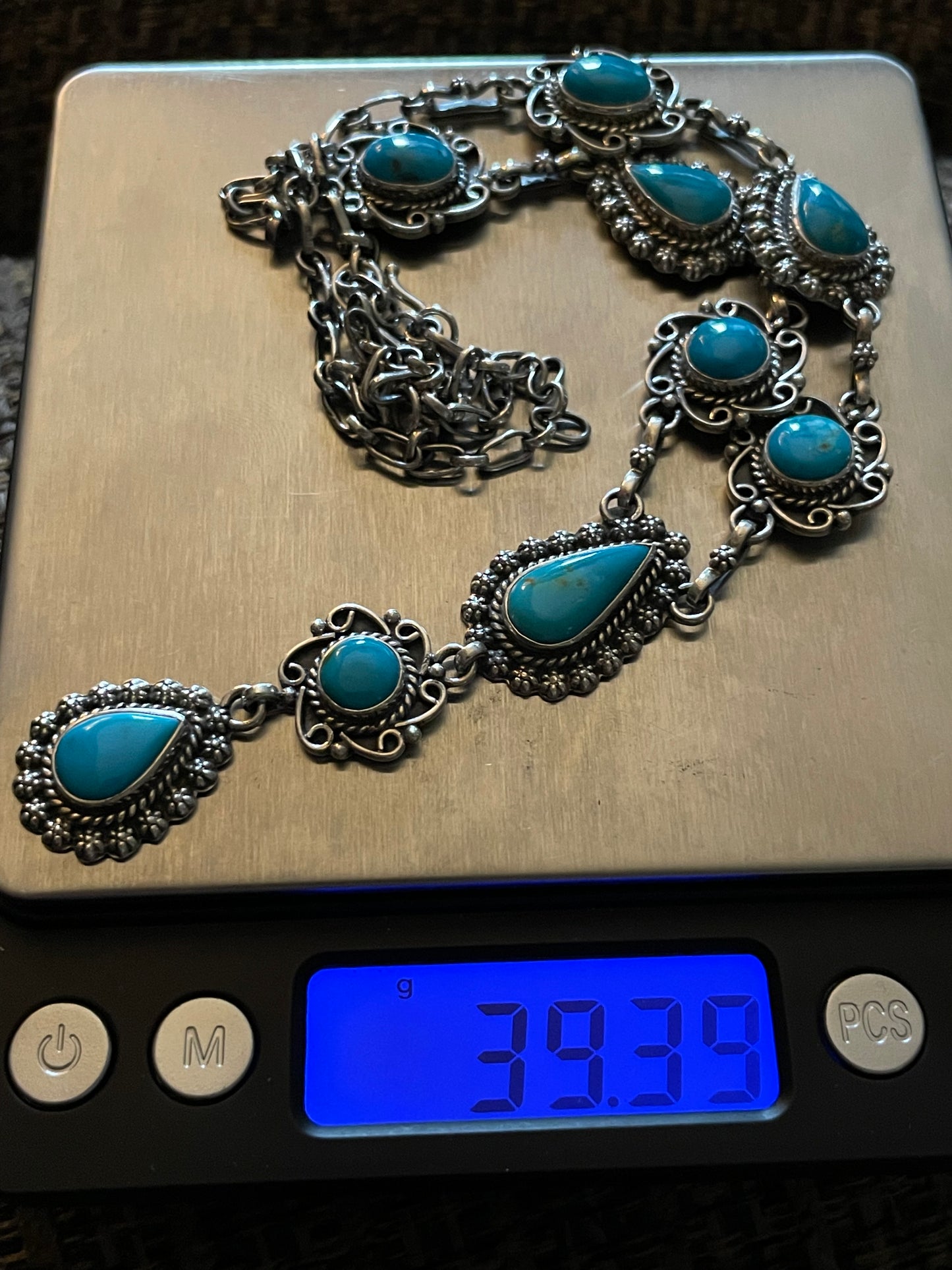 Kingman Turquoise Lariat Necklace | Sterling Silver 925 B874