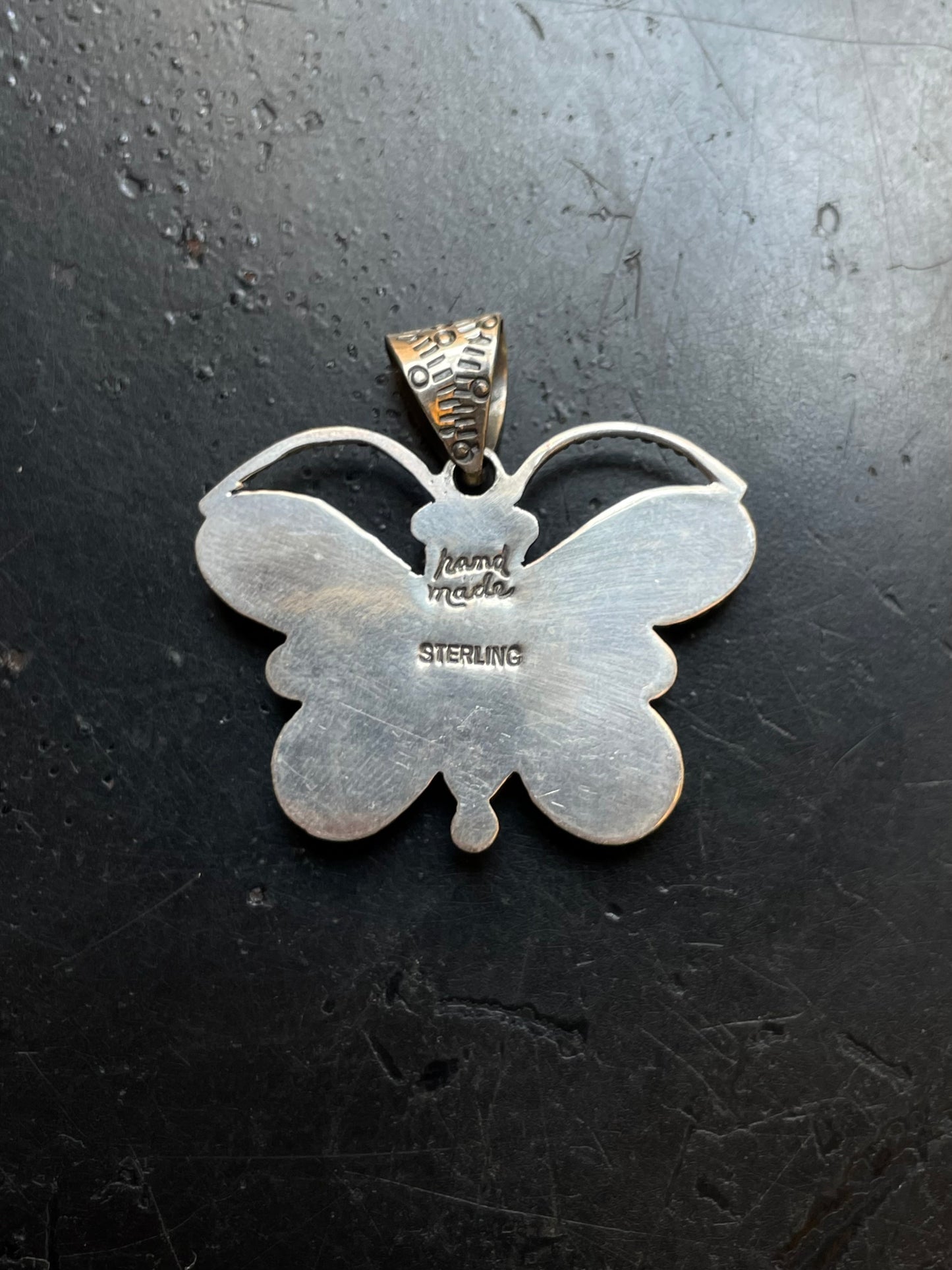 Pink Conch & Turquoise Butterfly Pendant | 925 Sterling Silver E955