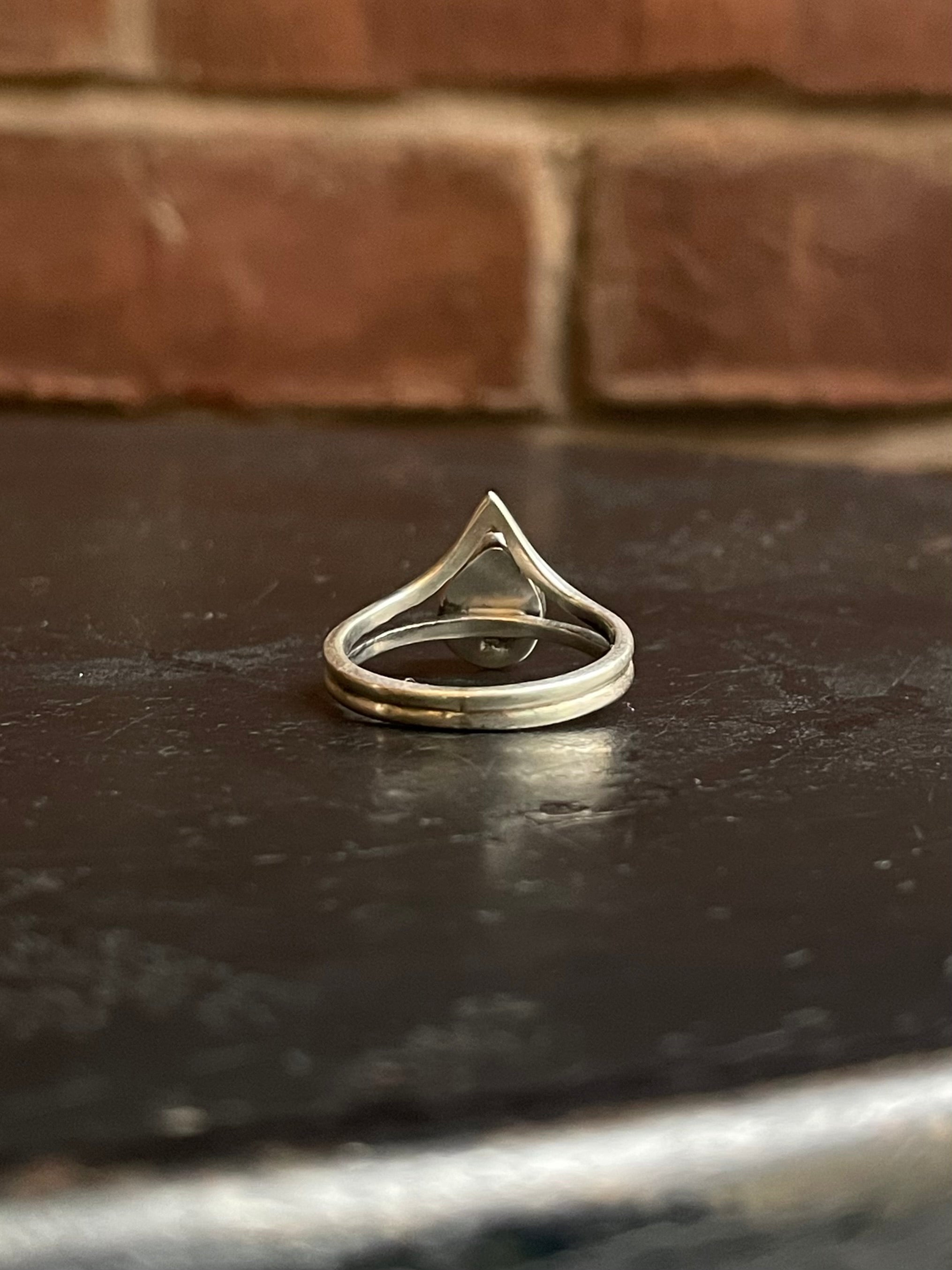 Pink Conch Tear Drop Ring Size 8 | 925 Sterling Silver G154