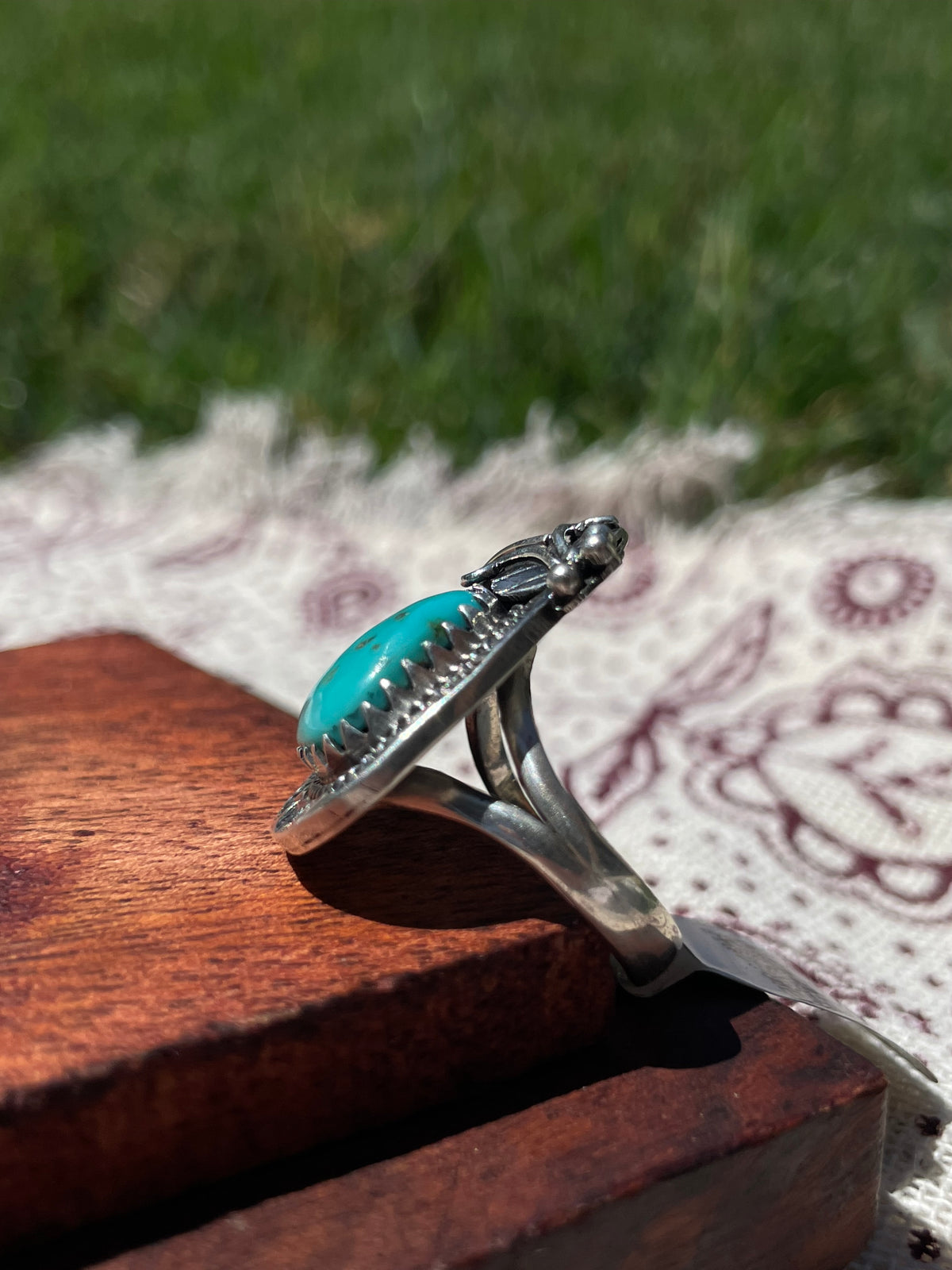 Turquoise Feather Ring | 925 Sterling Silver Size 6.5 D291