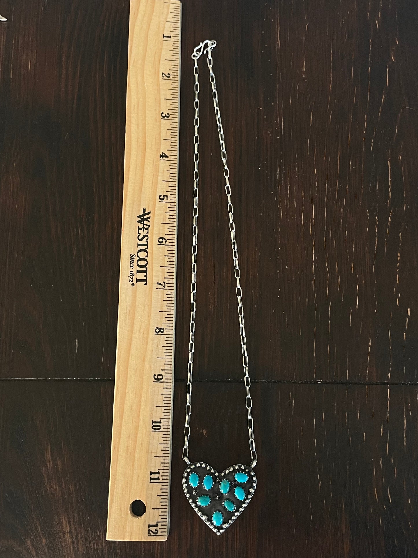 Kingman Turquoise Heart Necklace | 925 Sterling Silver E779