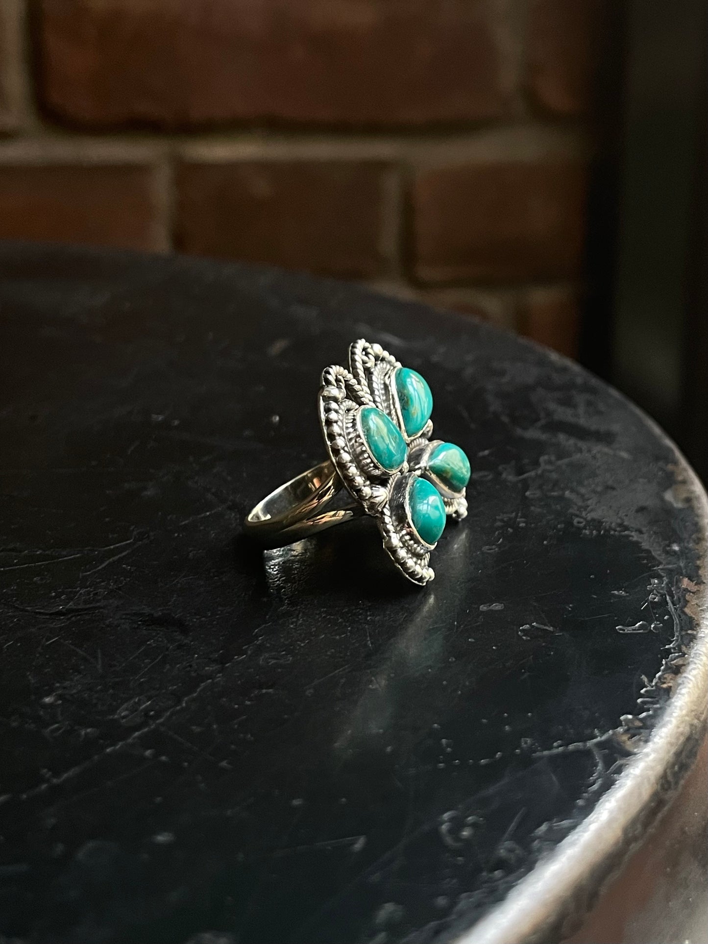 Kingman Turquoise Butterfly Ring | 925 Sterling Silver | Size 6 E317