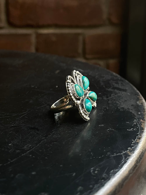 Kingman Turquoise Butterfly Ring | 925 Sterling Silver | Size 6 E317