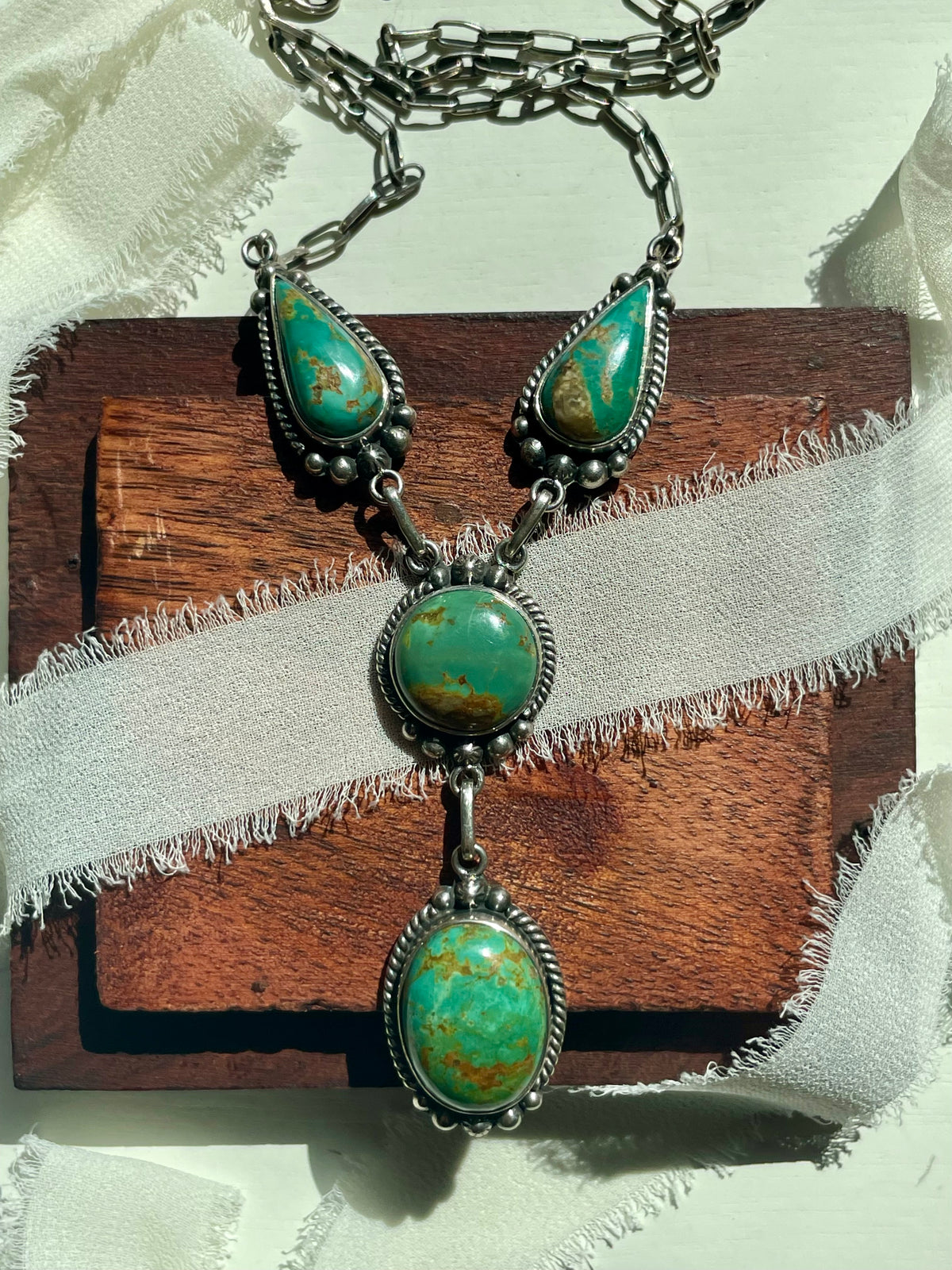 Kingman Turquoise Lariat Necklace | 925 Sterling Silver G608
