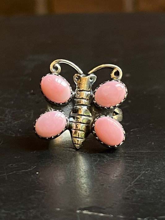 Pink Conch Butterfly Ring Size 8 | Sterling Silver E909