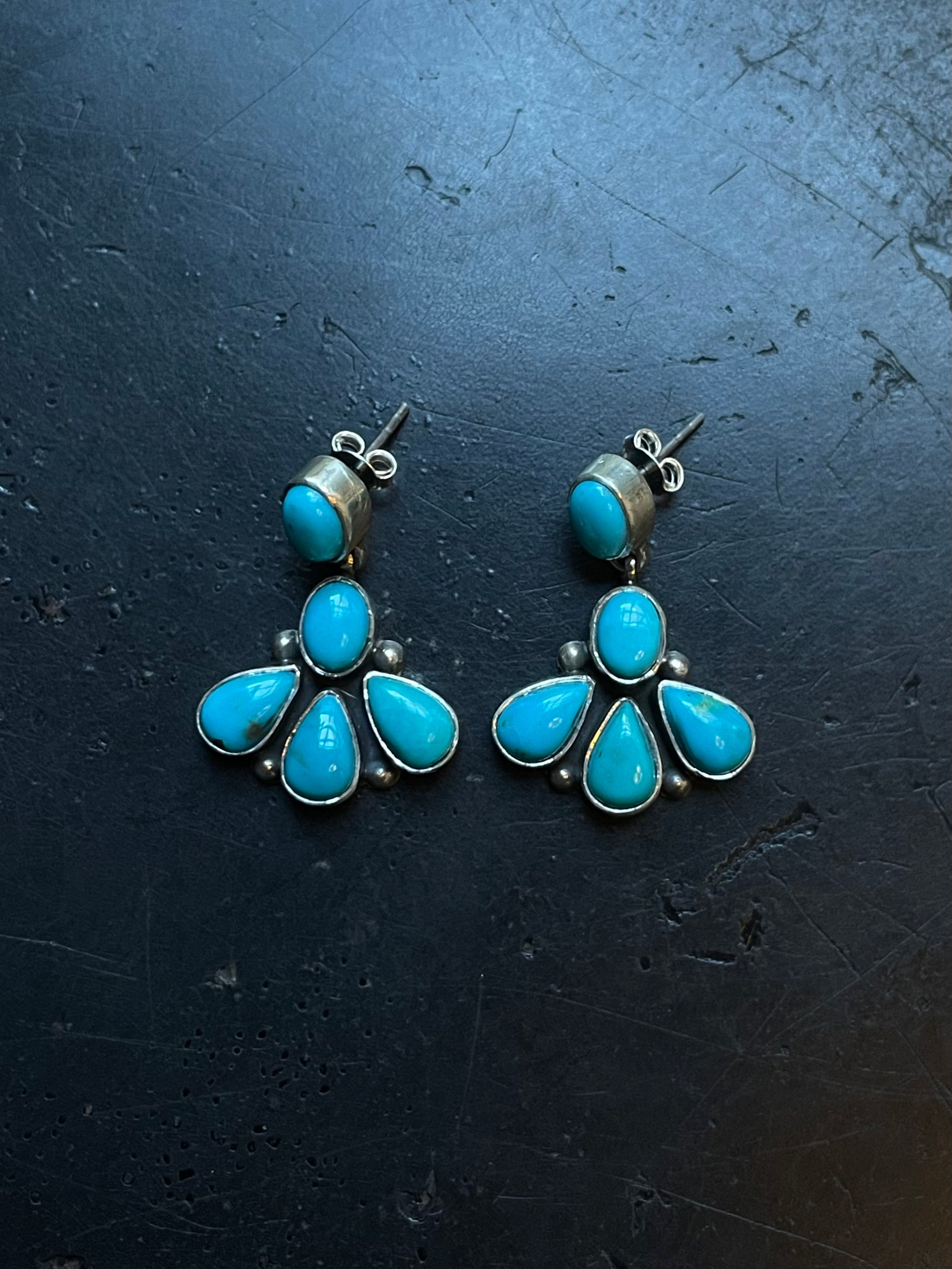 Kingman Turquoise Drop Earrings | 925 Sterling Silver E412