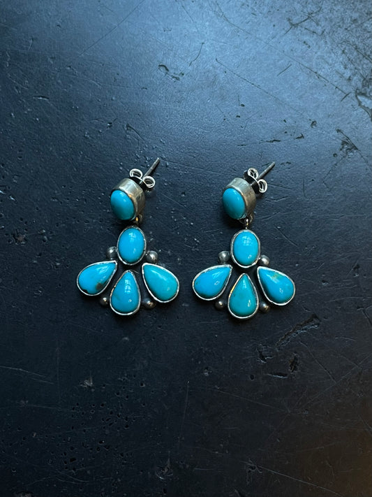 Kingman Turquoise Drop Earrings | 925 Sterling Silver E412