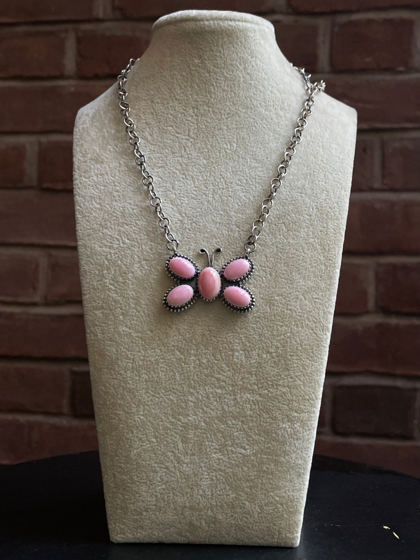 Pink Conch Butterfly Necklace | Sterling Silver E827