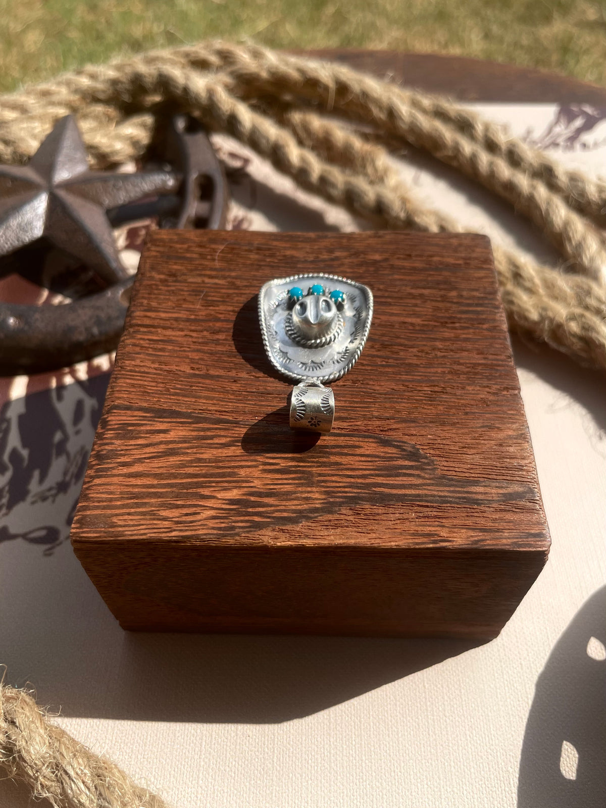 Turquoise Cowboy Hat Pendant | 925 Sterling Silver G693