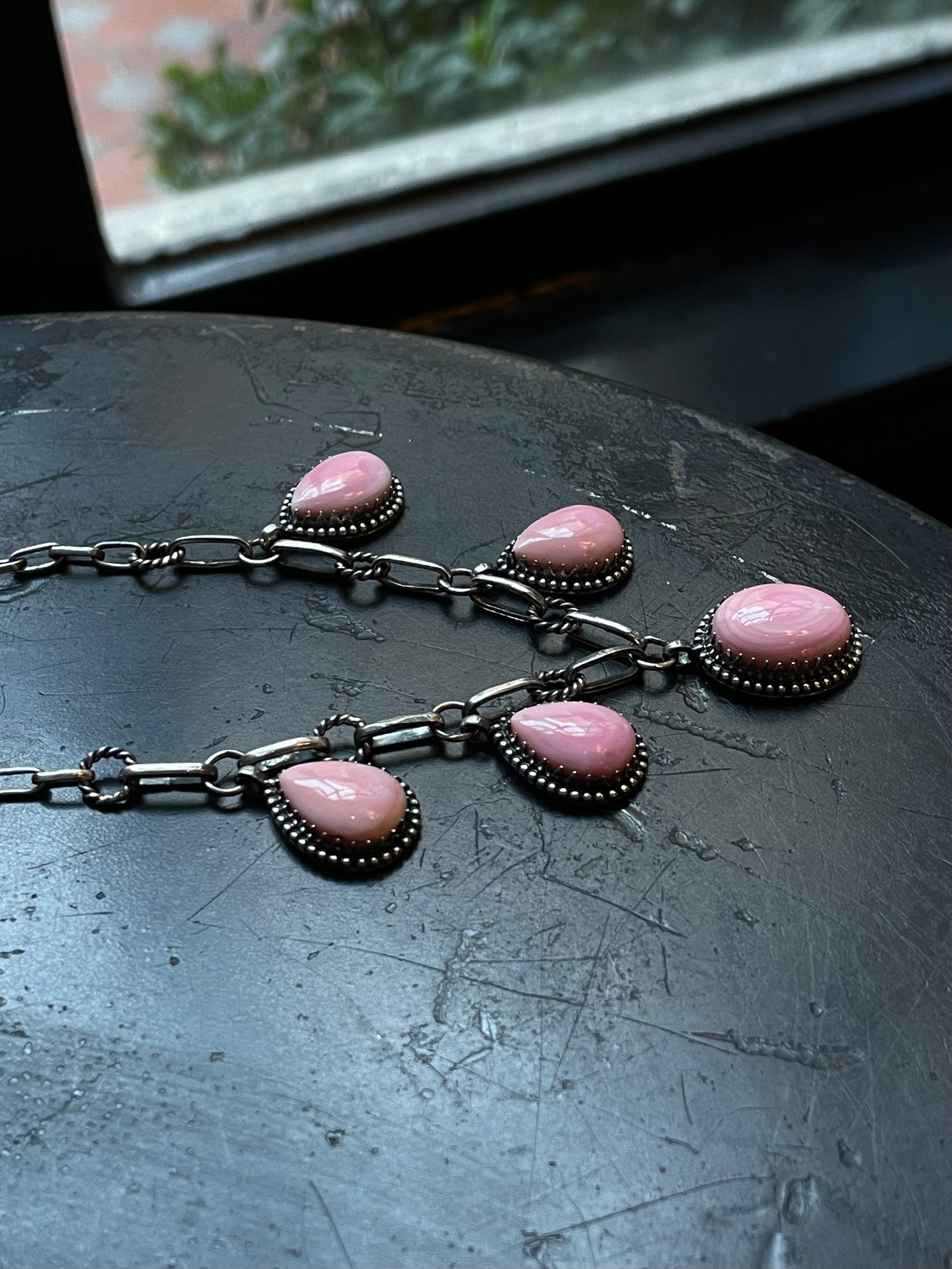 Pink Conch Lariat Necklace | 925 Sterling Silver E341