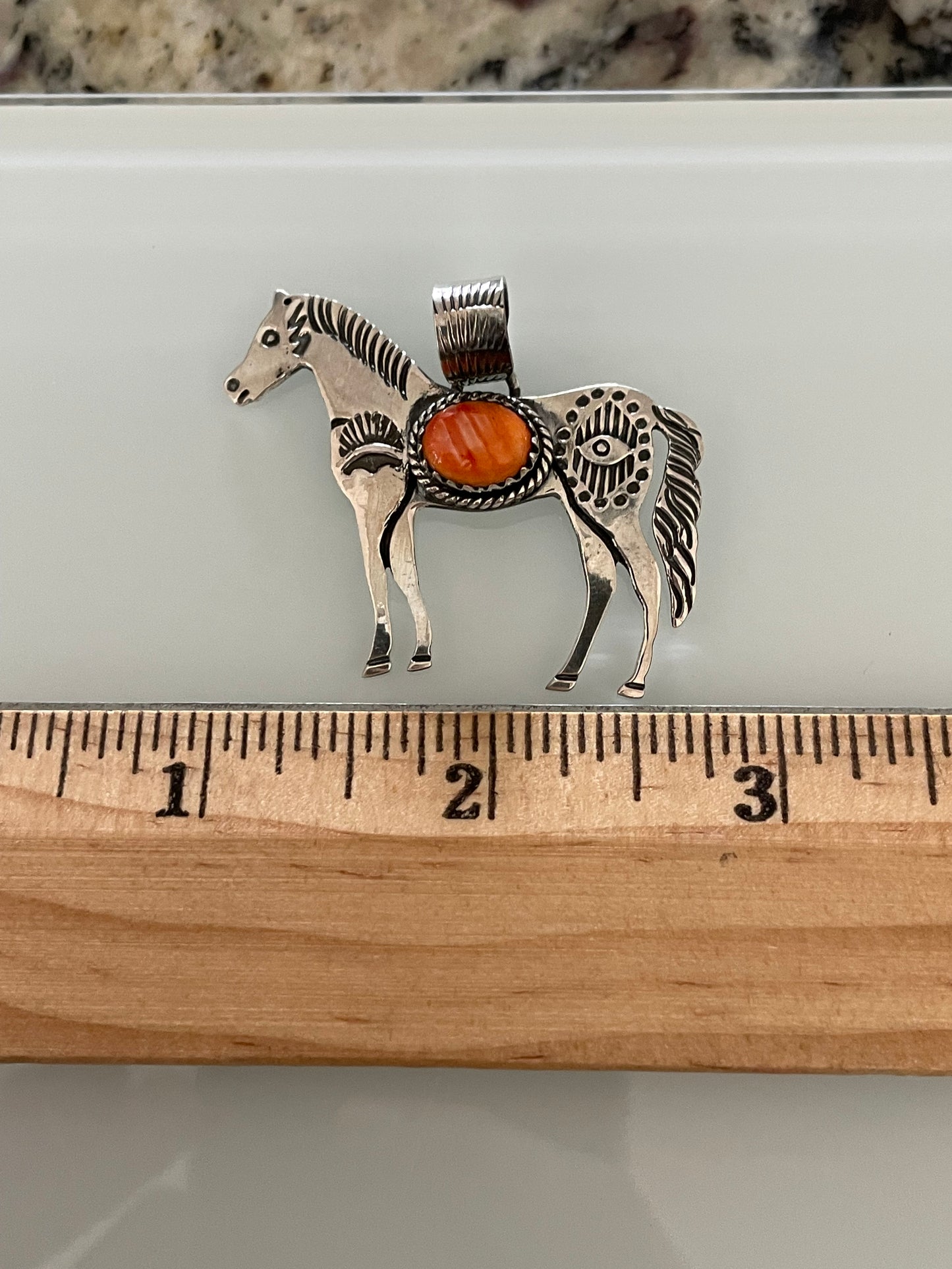 Spiny Oyster Horse Pendant | 925 Sterling Silver E264