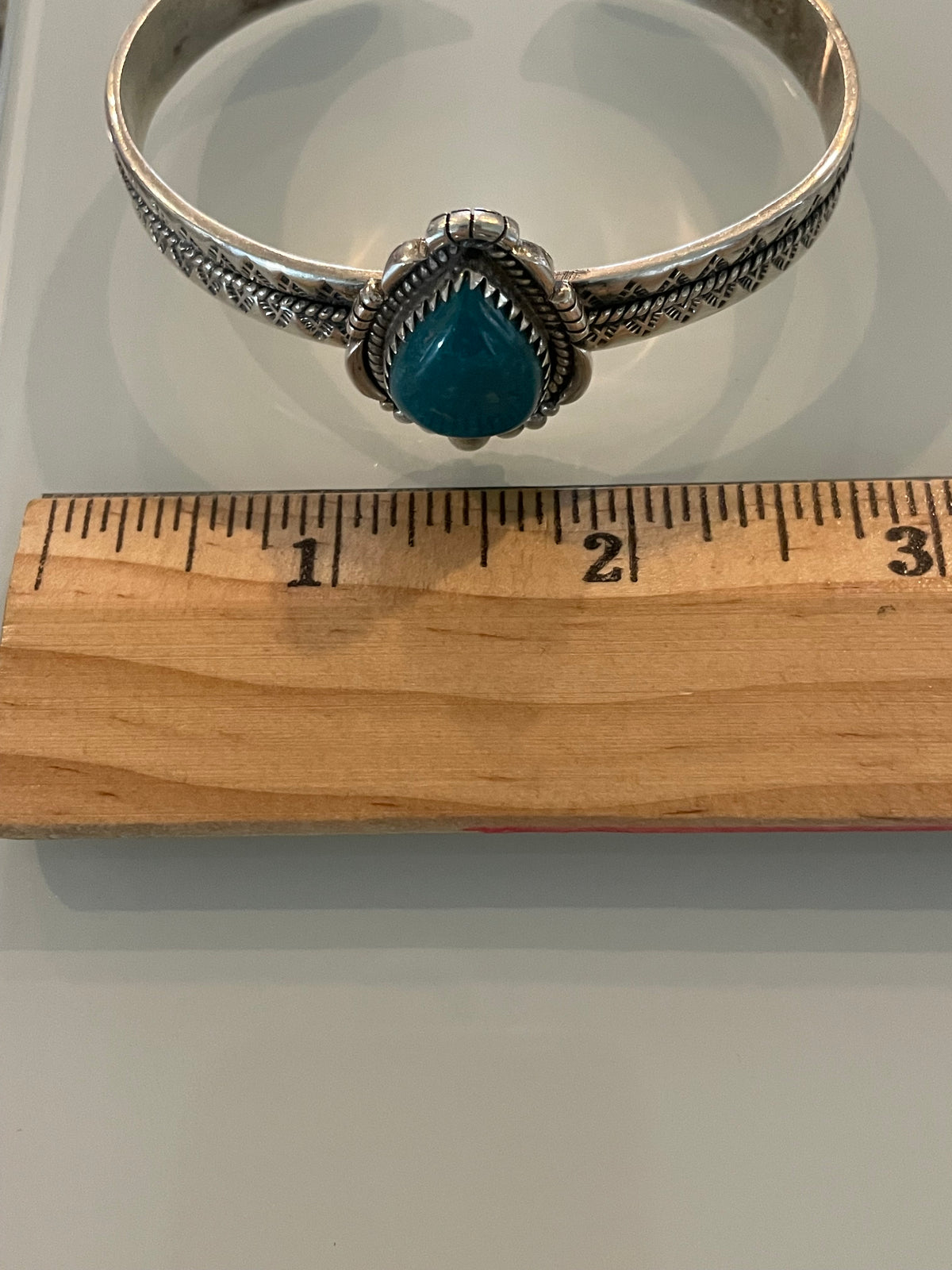 Turquoise Teardrop Cuff Bracelet | 925 Sterling Silver G741