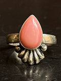 Pink Conch Tear Drop Ring Size 7 | 925 Sterling Silver G153