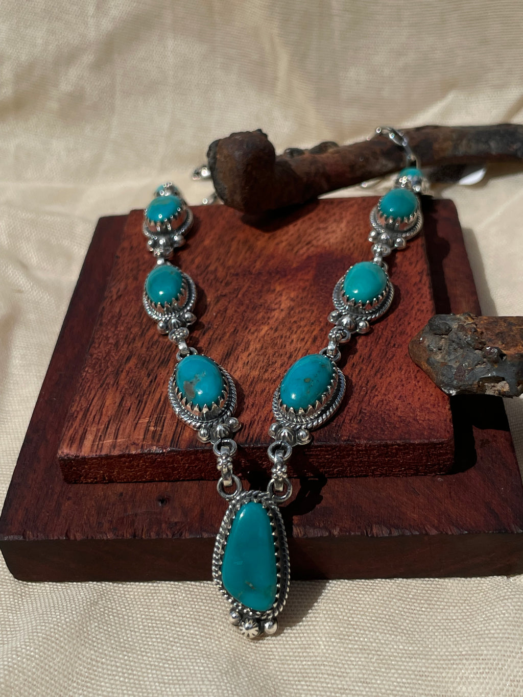 Turquoise Link Necklace | 925 Sterling Silver D319