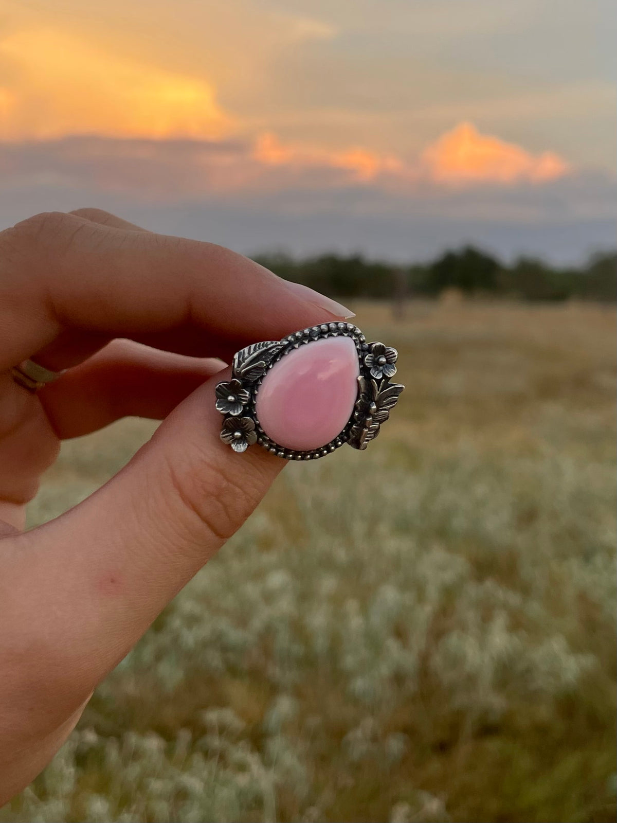 Pink Conch Floral Ring Size 6.25 | 925 Sterling Silver G767