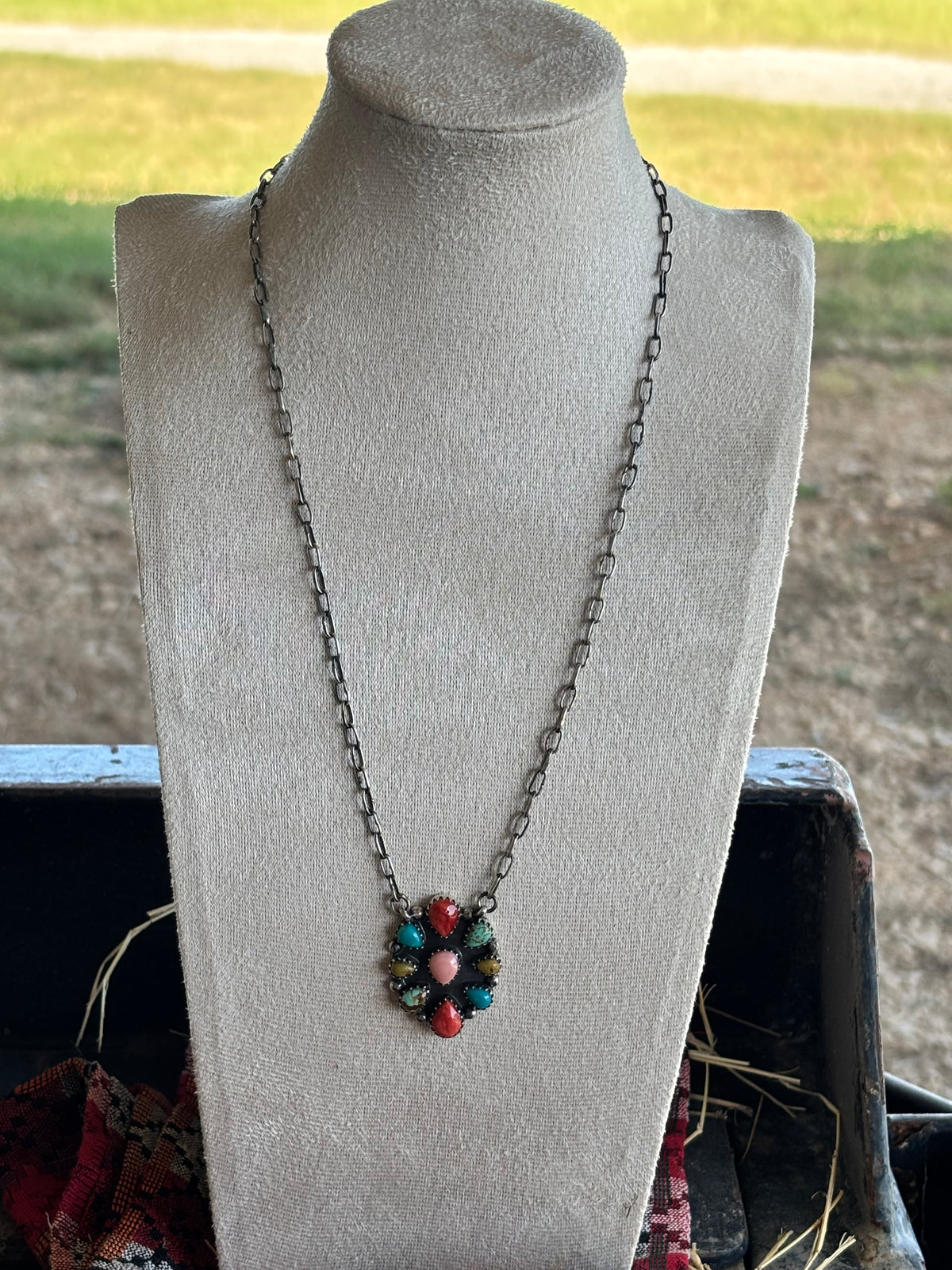 Mixed Stone Statement Necklace | 925 Sterling Silver Z17