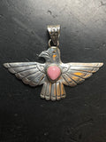 Pink Conch Thunderbird Pendant | Sterling Silver E724