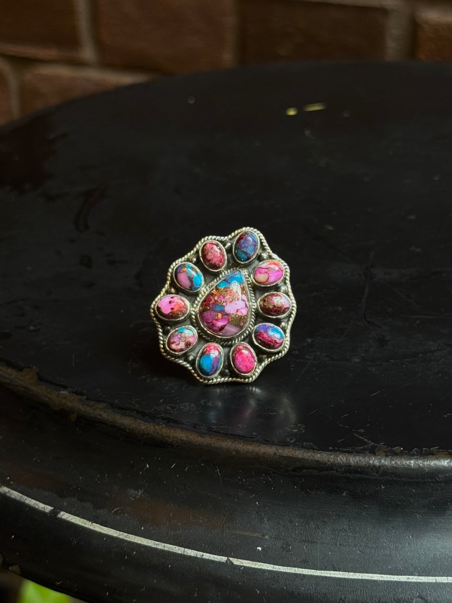 Dahlia Cluster Ring | Sterling Silver | Size 9.5 | A877