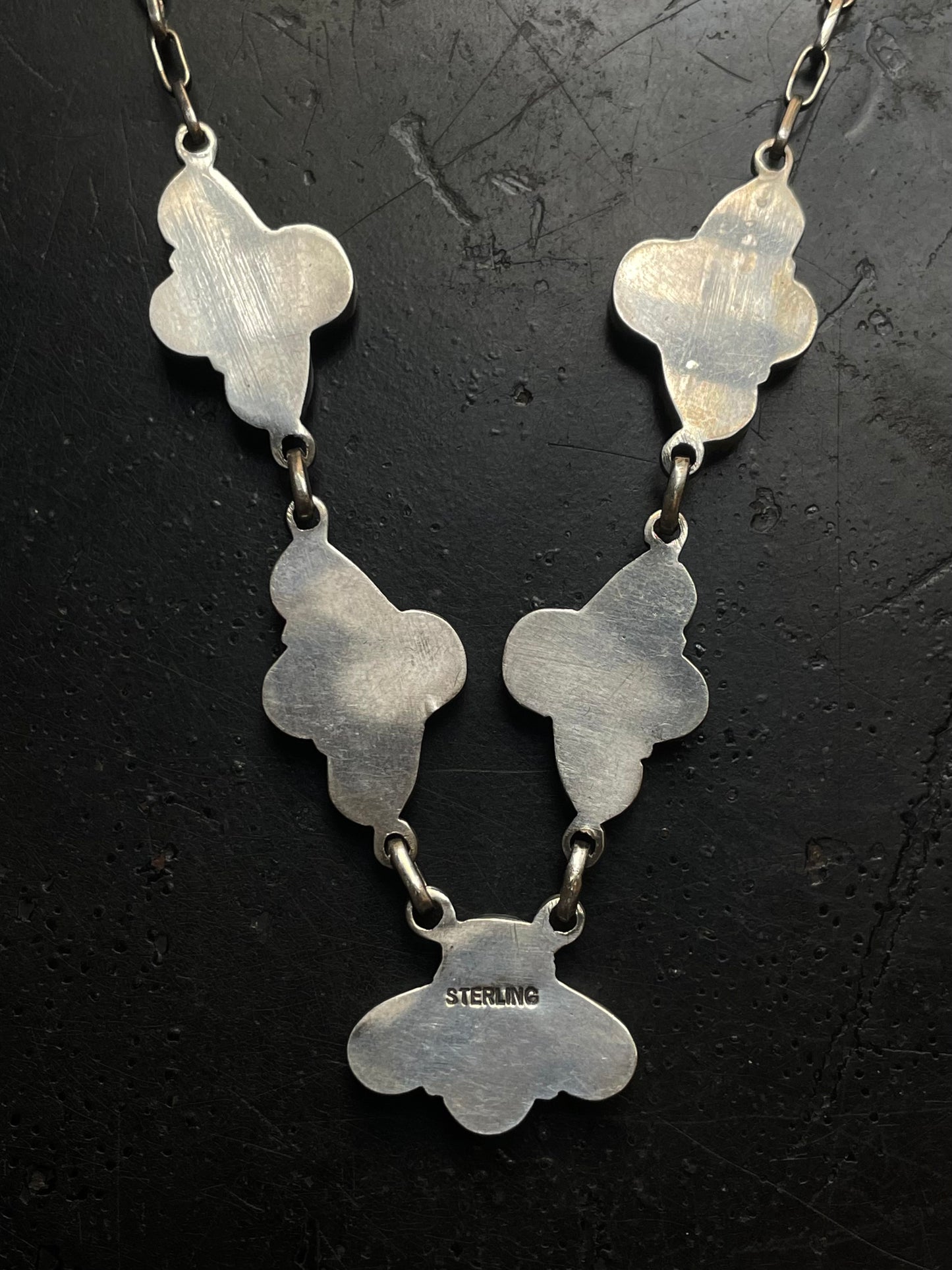 Kingman Turquoise Cluster Lariat Necklace | Sterling Silver G411