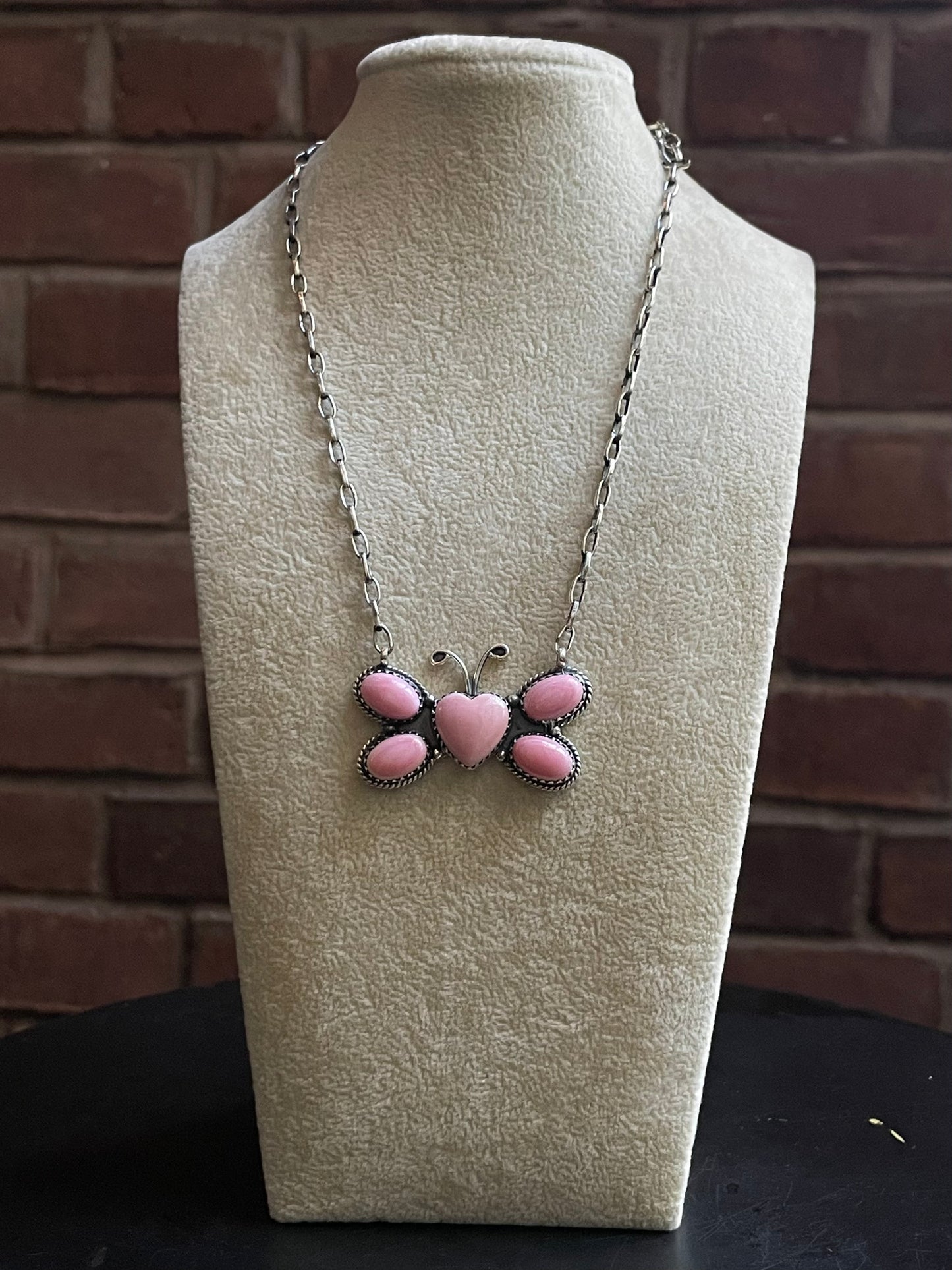 Pink Conch Butterfly Necklace | Sterling Silver E826