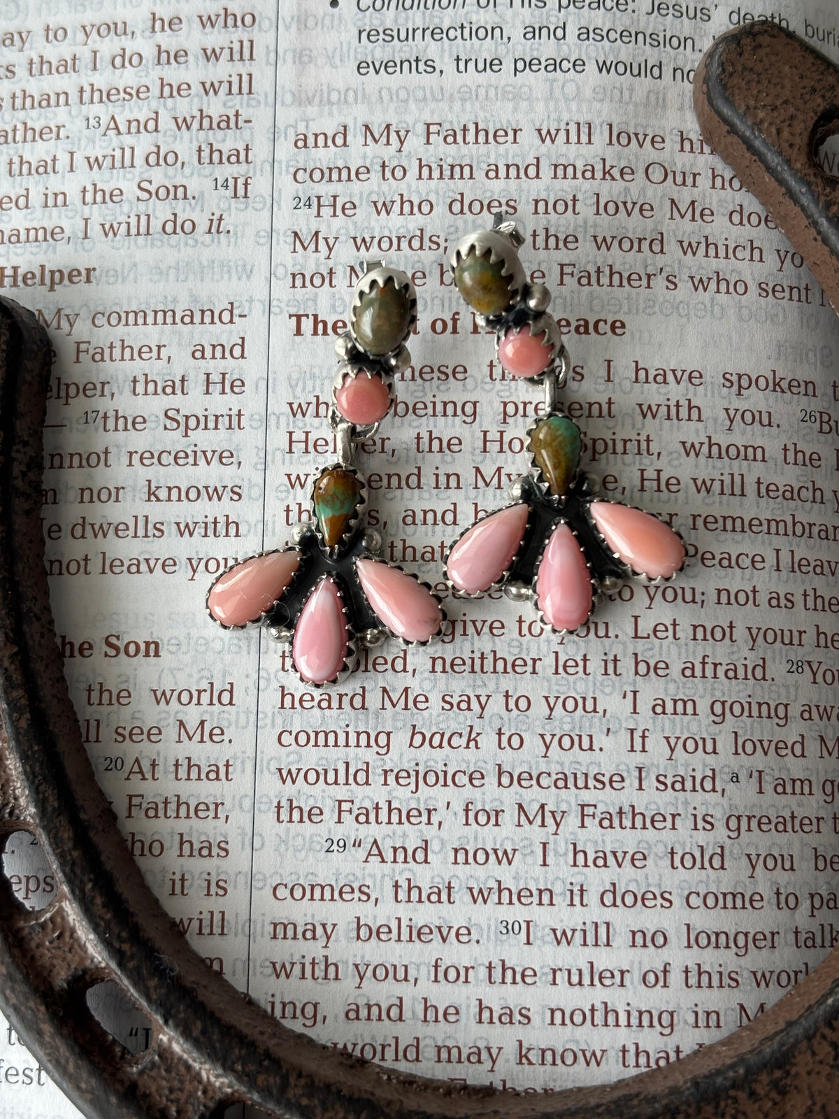 Pink Conch & Turquoise Stud Earrings | 925 Sterling Silver